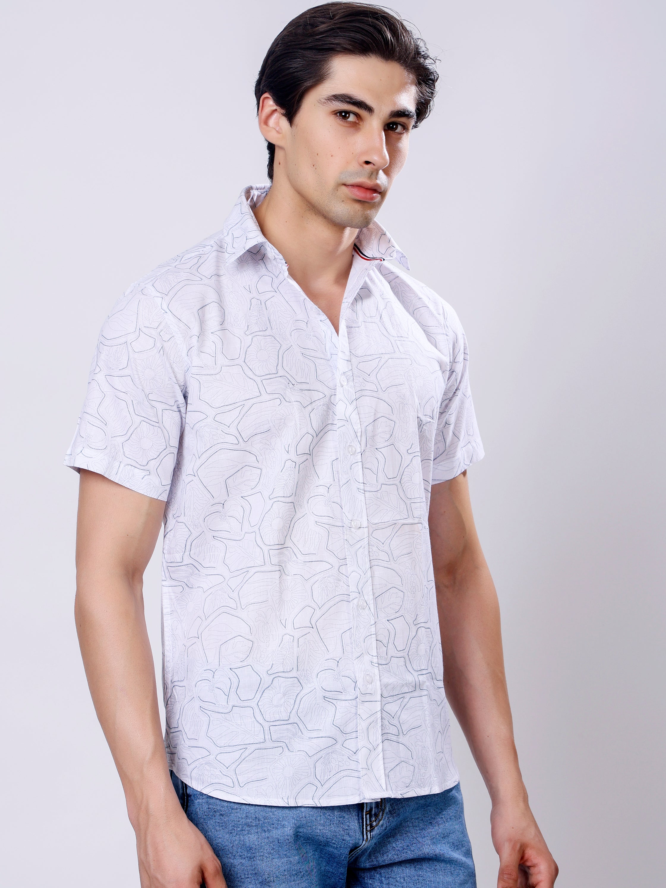 Stylox Men’s Regular Fit Half Sleeve Stylish Abstract Printed Casual Shirt - Stylox