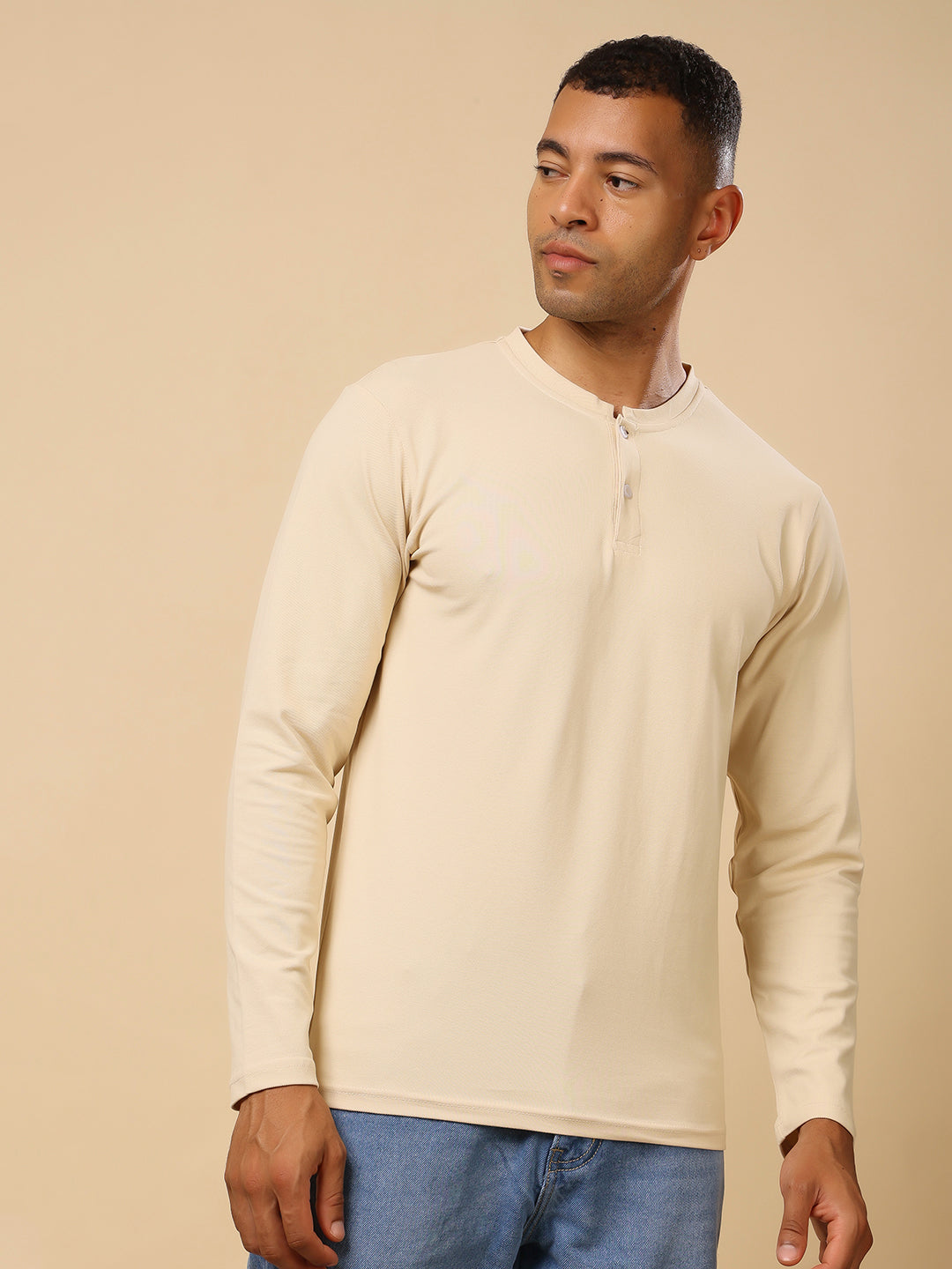 Stylox Men’s Henley Neck Full Sleeve Solid T-Shirt – Casual & Stylish Everyday Wear - Stylox