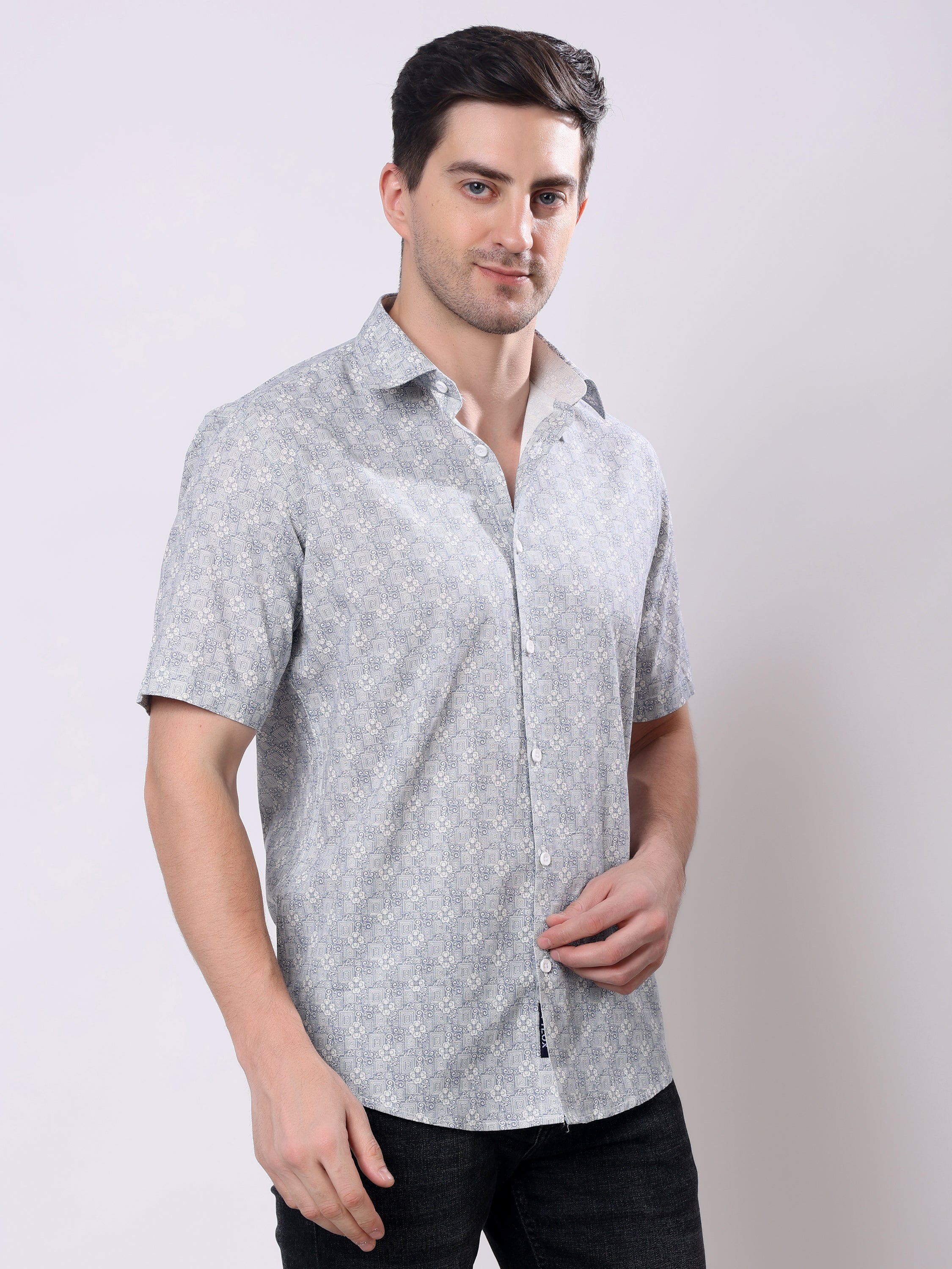 Stylox Men’s Regular Fit Half Sleeve Abstract print Summer Casual Shirt - Stylox