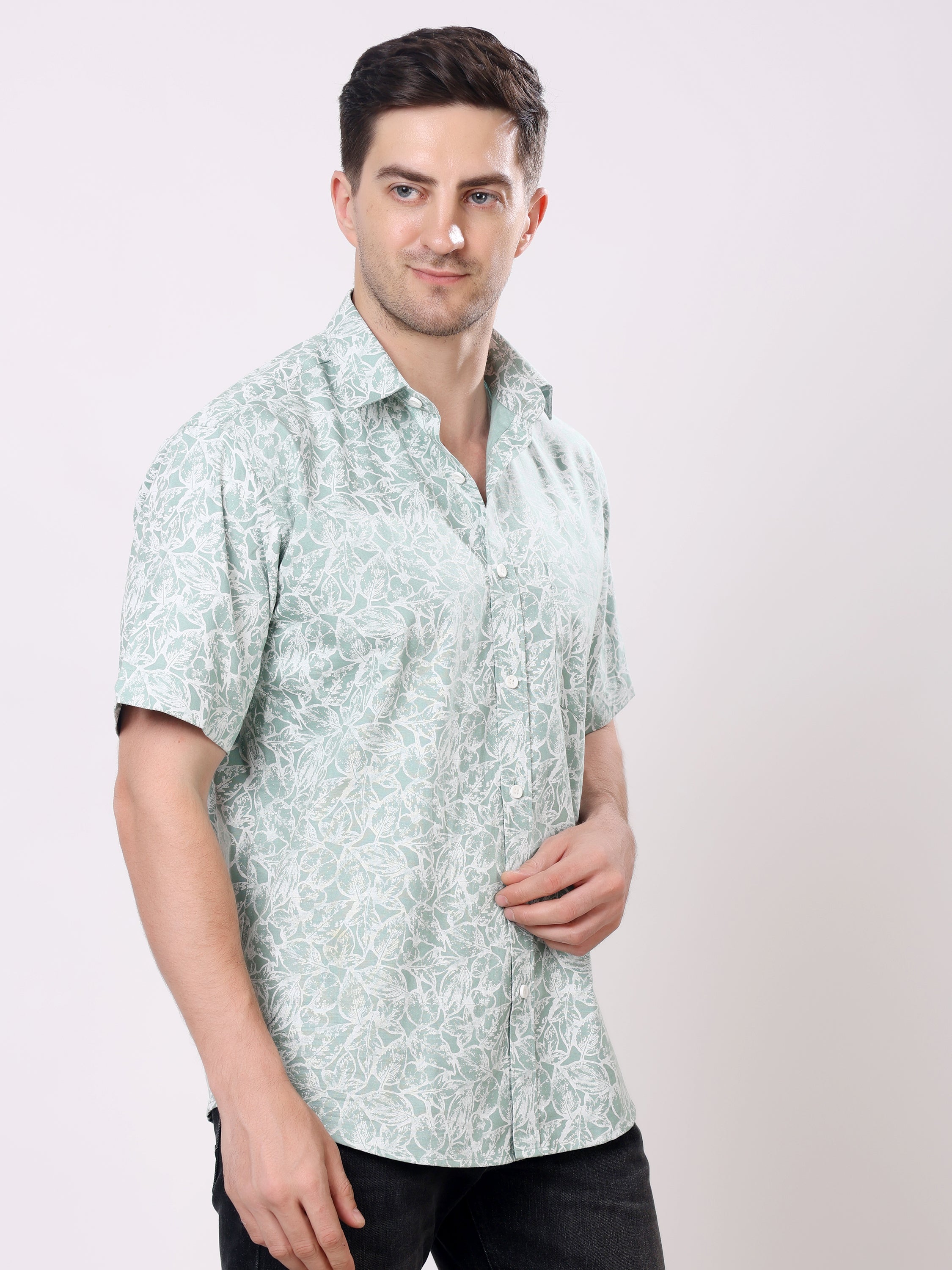 Stylox Men’s Regular Fit Half Sleeve Floral Printed Casual Summer Shirt - Stylox