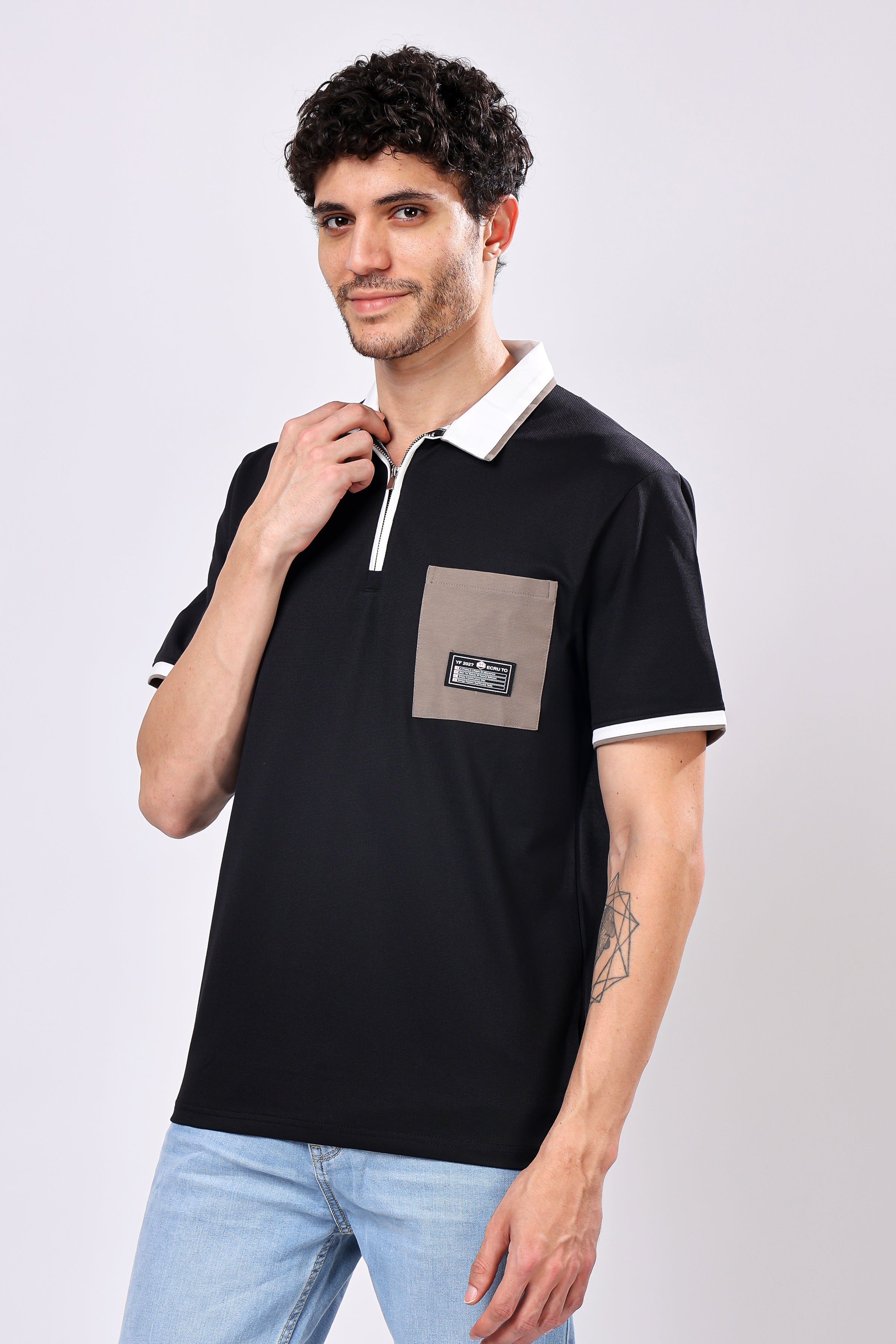 Stylox Men’s Polo Neck Solid T-Shirt with Single Pocket – Classic Style, Comfortable & Smart Casual Wear - Stylox
