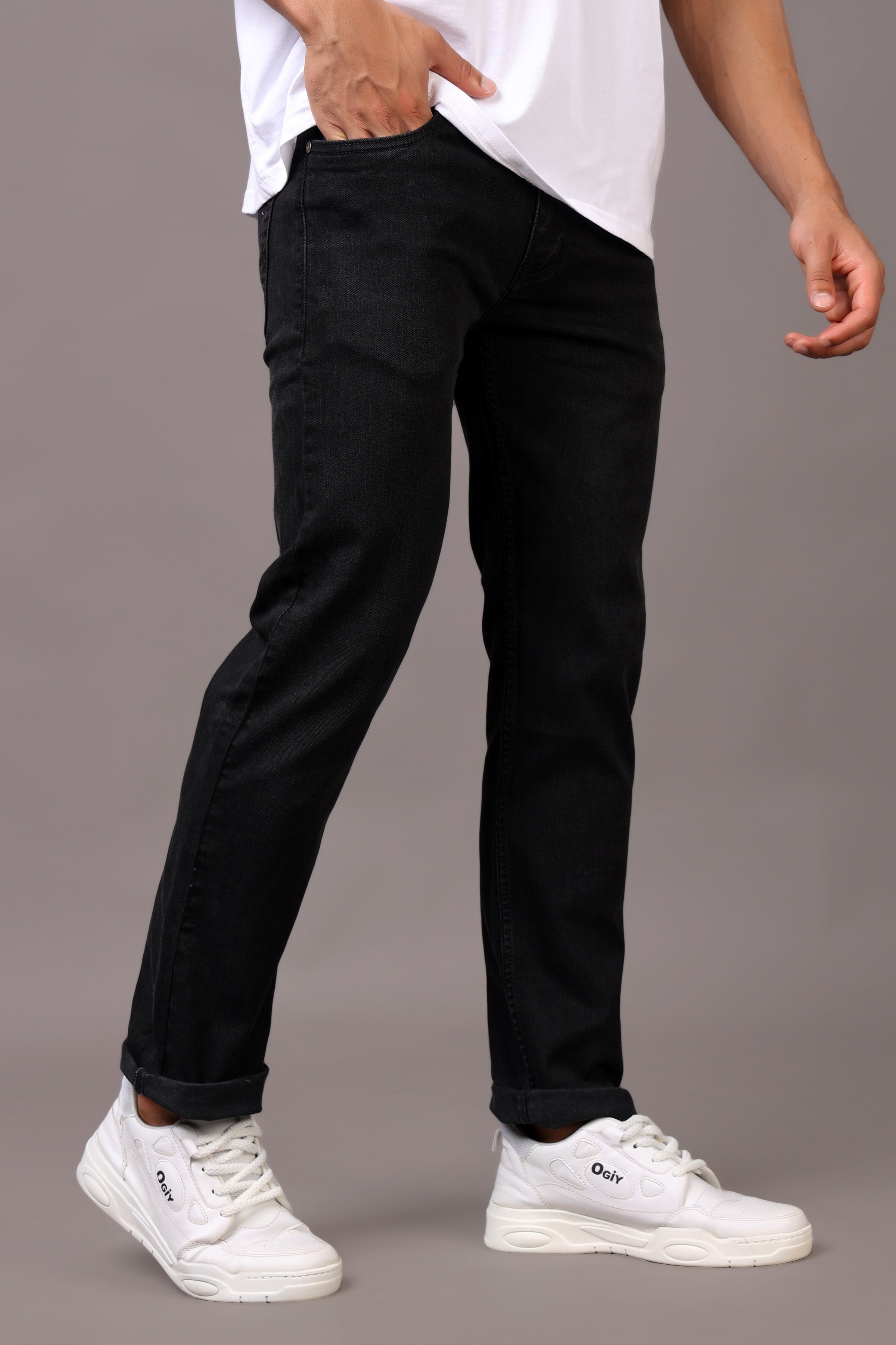 Stylox Men’s Comfort Fit Denim Jeans - Mid Grey & Dark Grey,