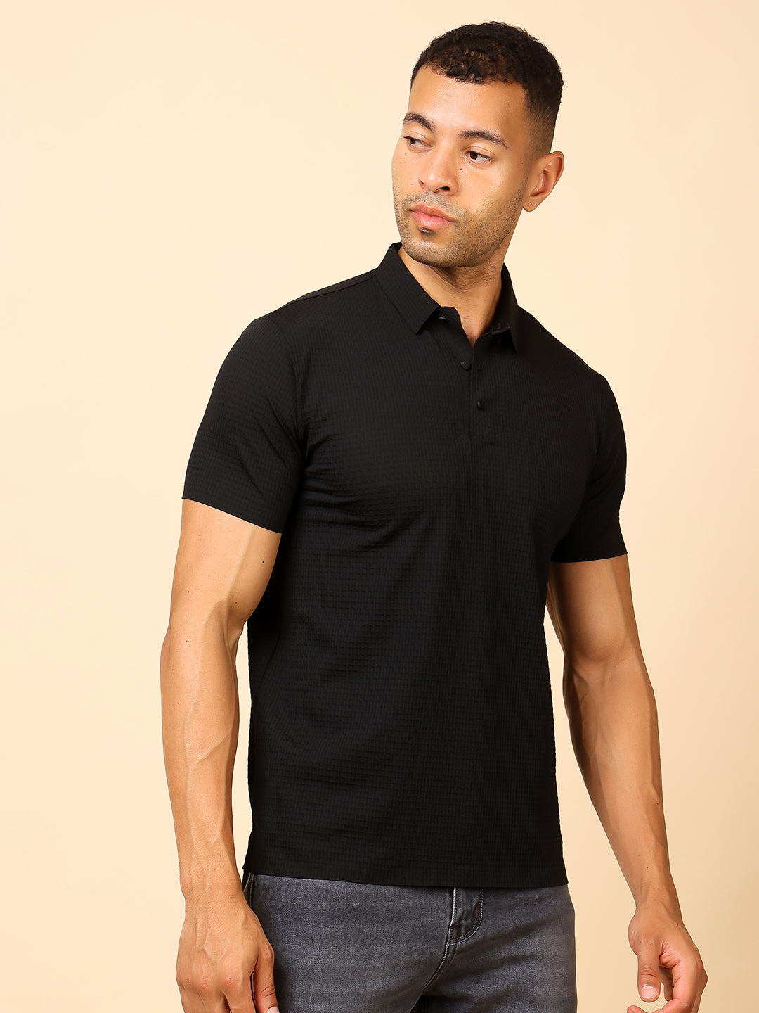 Stylox Premium Stretchable Nylon-Spandex Solid Polo T-Shirt – Sleek Comfort & Performance - Stylox