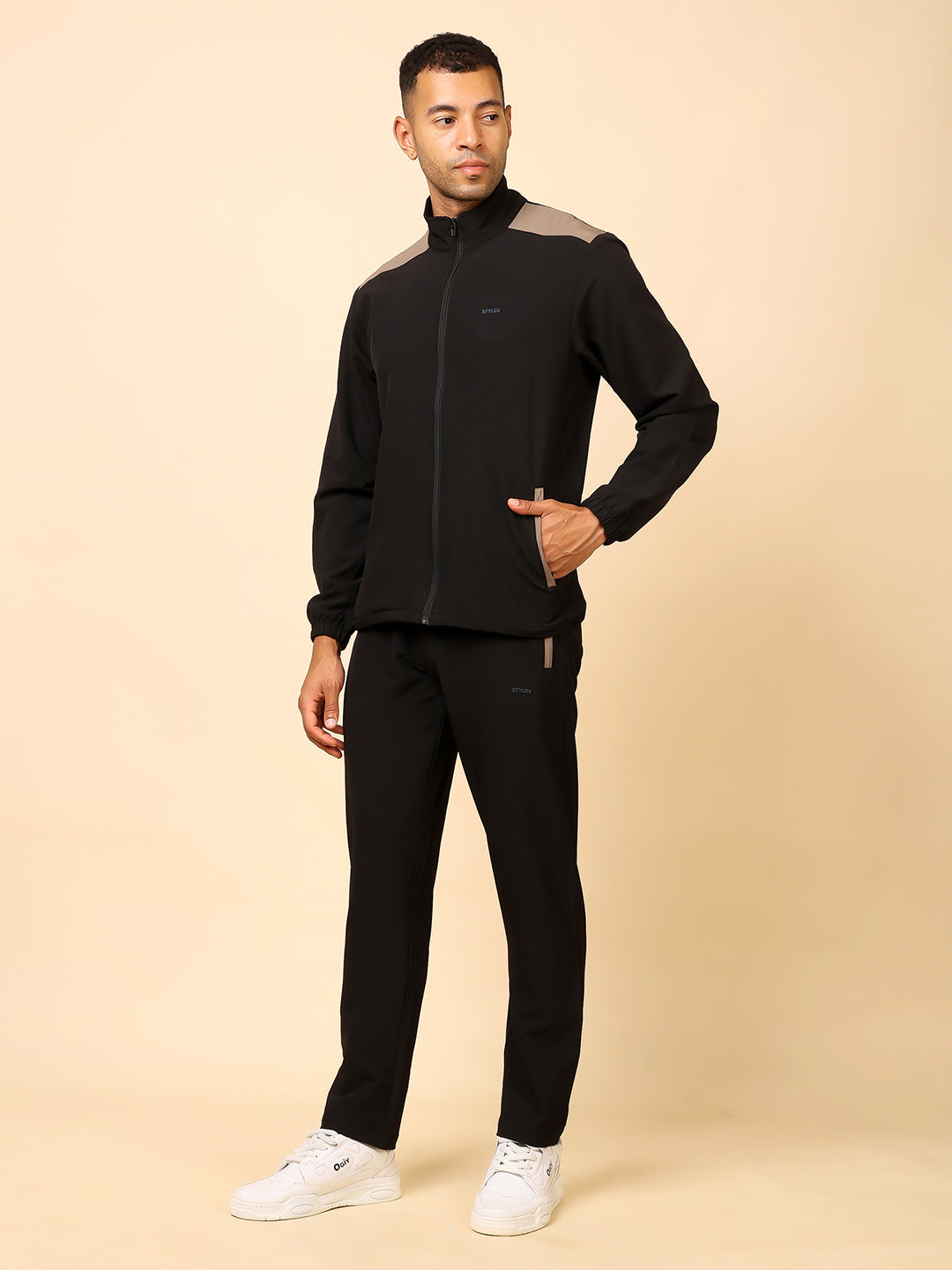 Stylox Men’s Solid Tracksuit | Full Zip High Neck Jacket & Jogger Pants Set - Stylox
