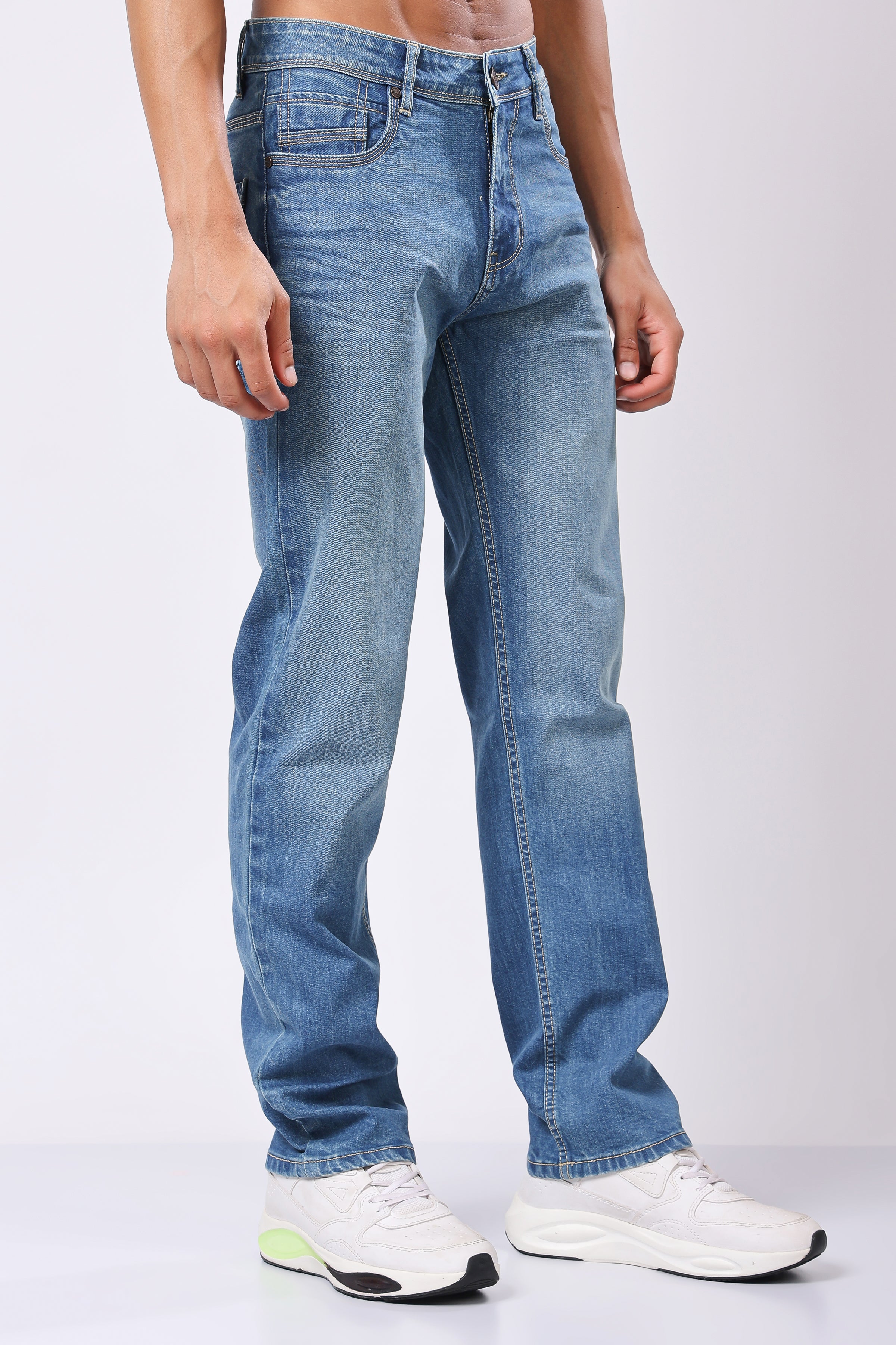 Stylox Comfort Fit Men's Denim Jeans - Dark Blue, Mid Light Blue| J-023 - Stylox