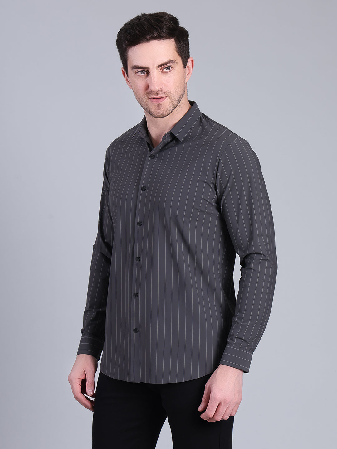 Stylox Men’s Striped Partywear Shirt | Slim Fit Full Sleeve Formal-Casual Shirt For Men