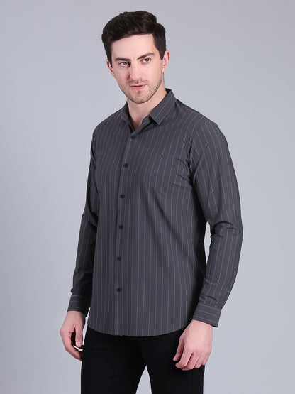 Stylox Men’s Striped Partywear Shirt | Slim Fit Full Sleeve Formal-Casual Shirt For Men