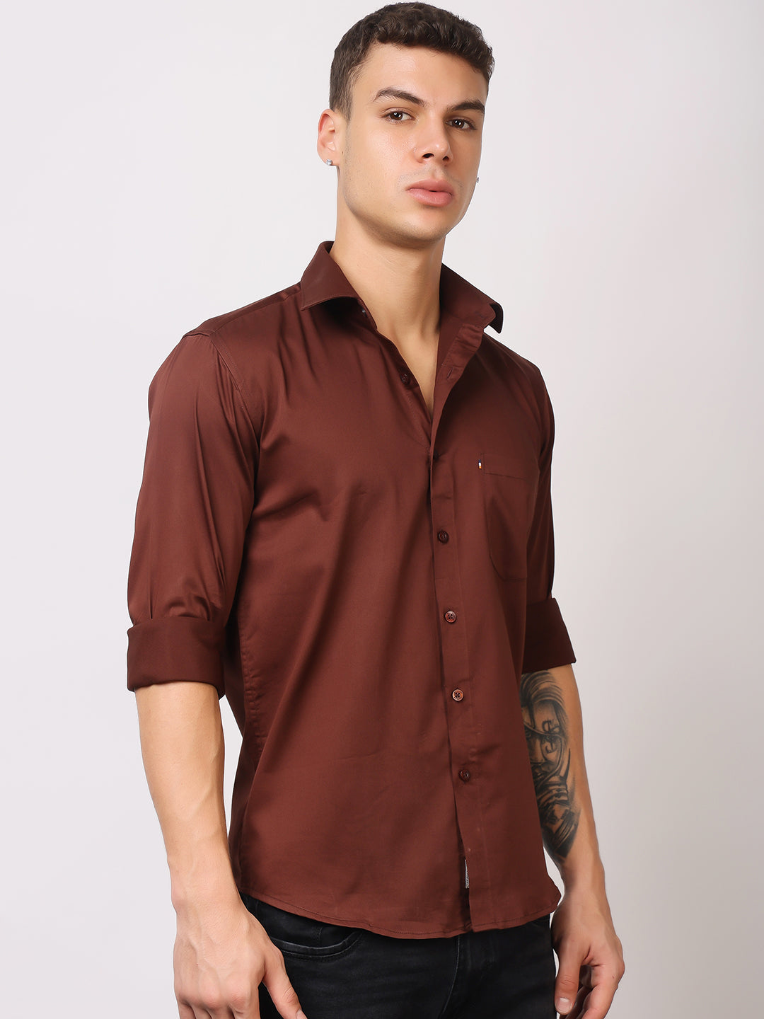 Stylox Men's Full Sleeve Solid Partywear Casual Shirt – Premium Shine Finish Cotton Blend Regular Fit Shirt for Stylish Evening & Occasion Wear - Stylox