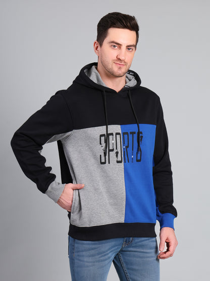 Stylox Men’s Winter Colorblock Printed Hoodie | Pullover Hooded Sweatshirt with Side Pocket | Warm Casual Wear