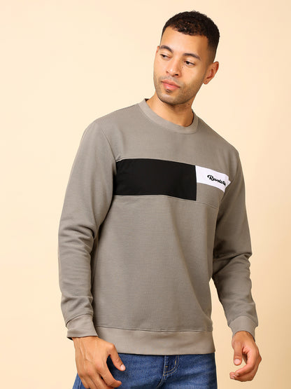 Stylox Men’s Colorblock Crew Neck Sweatshirt with “Revolution” Print