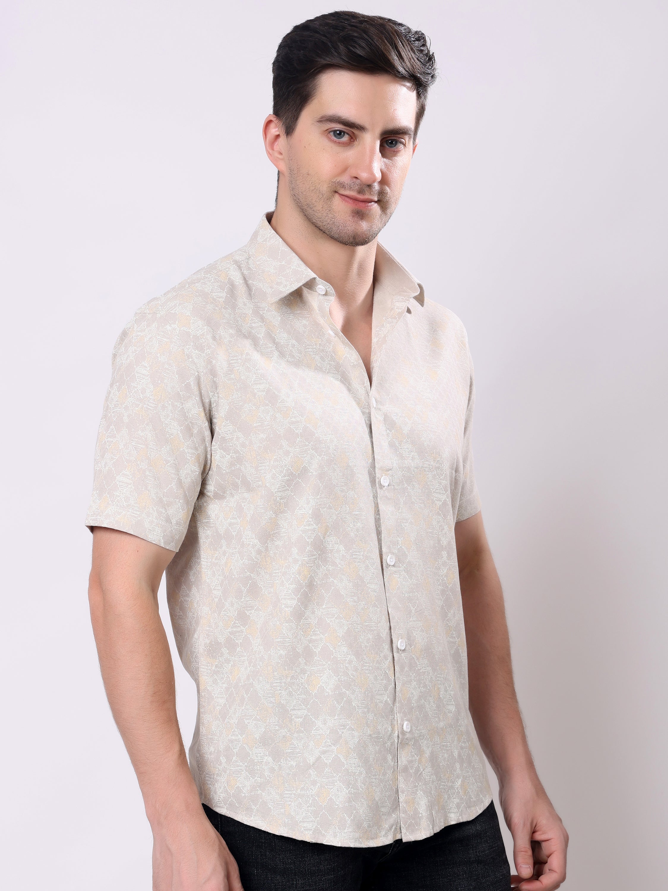 Stylox Men’s Regular Fit Half Sleeve Abstract print Casual Shirt - Stylox