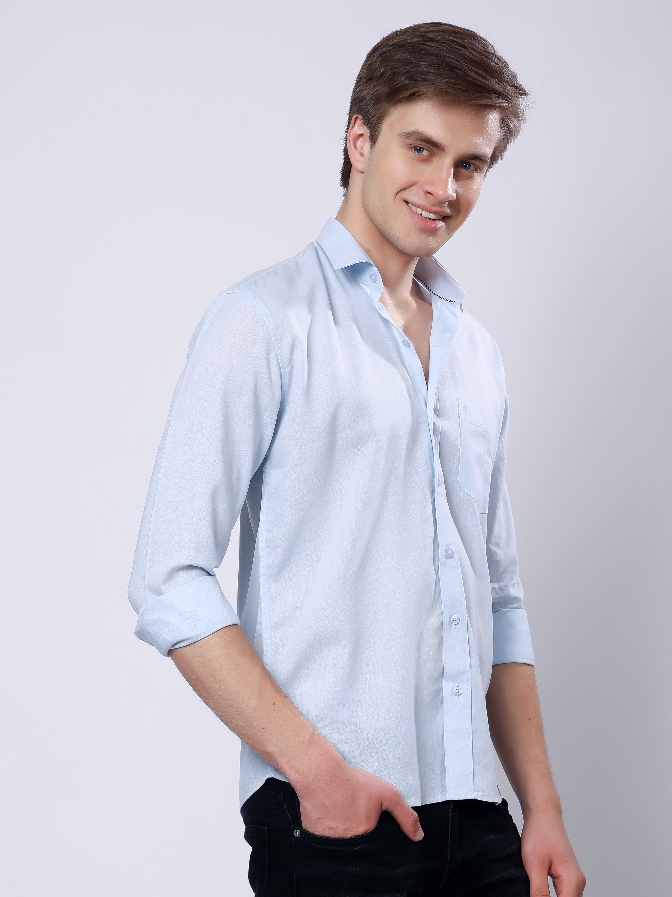 Stylox Men’s Regular Fit Full Sleeve Solid Casual Shirt - Stylox