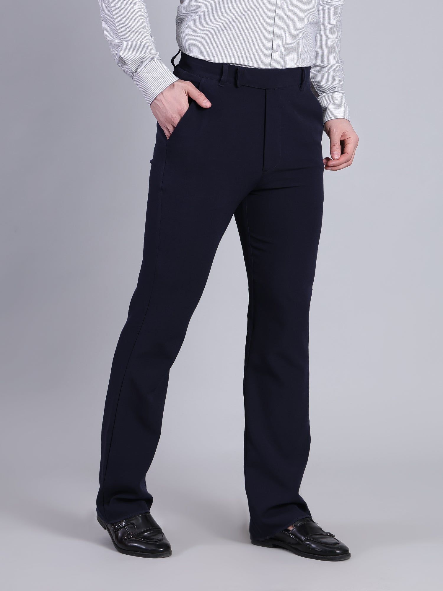 Stylox Men’s Bootcut Formal Trousers-Navy - Stylox