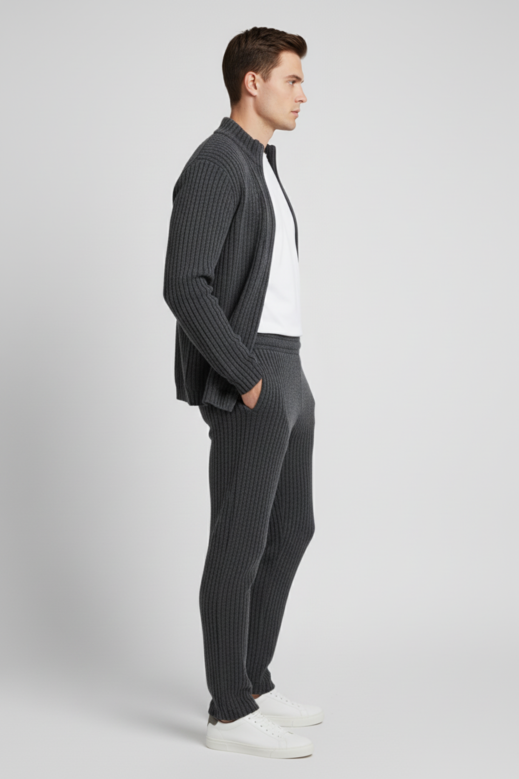 Stylox Men’s Premium Ribbed Co-Ord Set | Luxury Zip Jacket & Jogger Set
