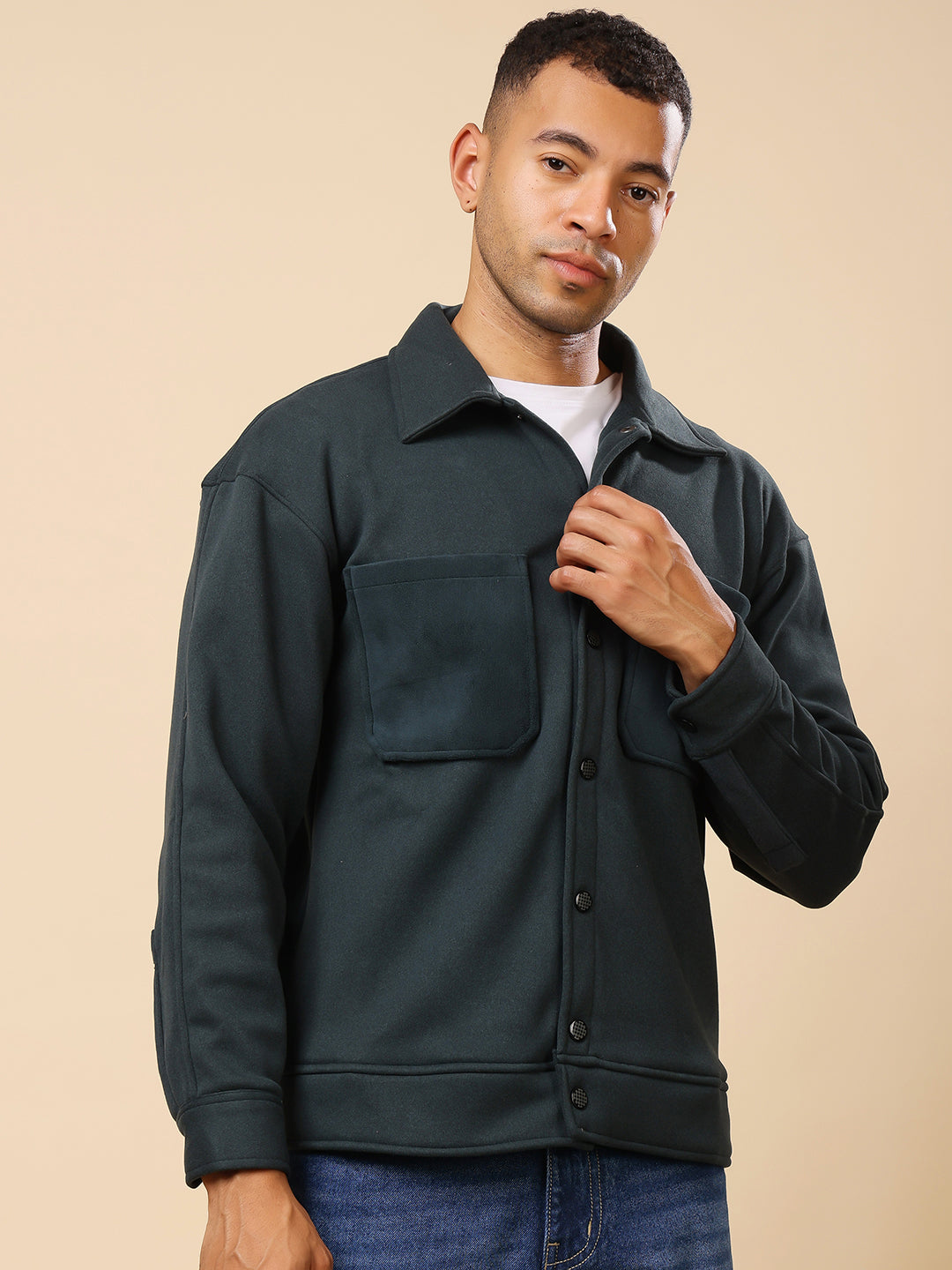 Stylox Men’s Shacket with Button Closure – Stylish Jacket for Every Season