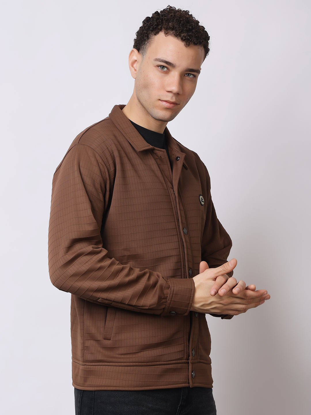 Stylox Men’s Textured Button-Down Shacket – Lightweight Casual Jacket for Winter &amp; Fall