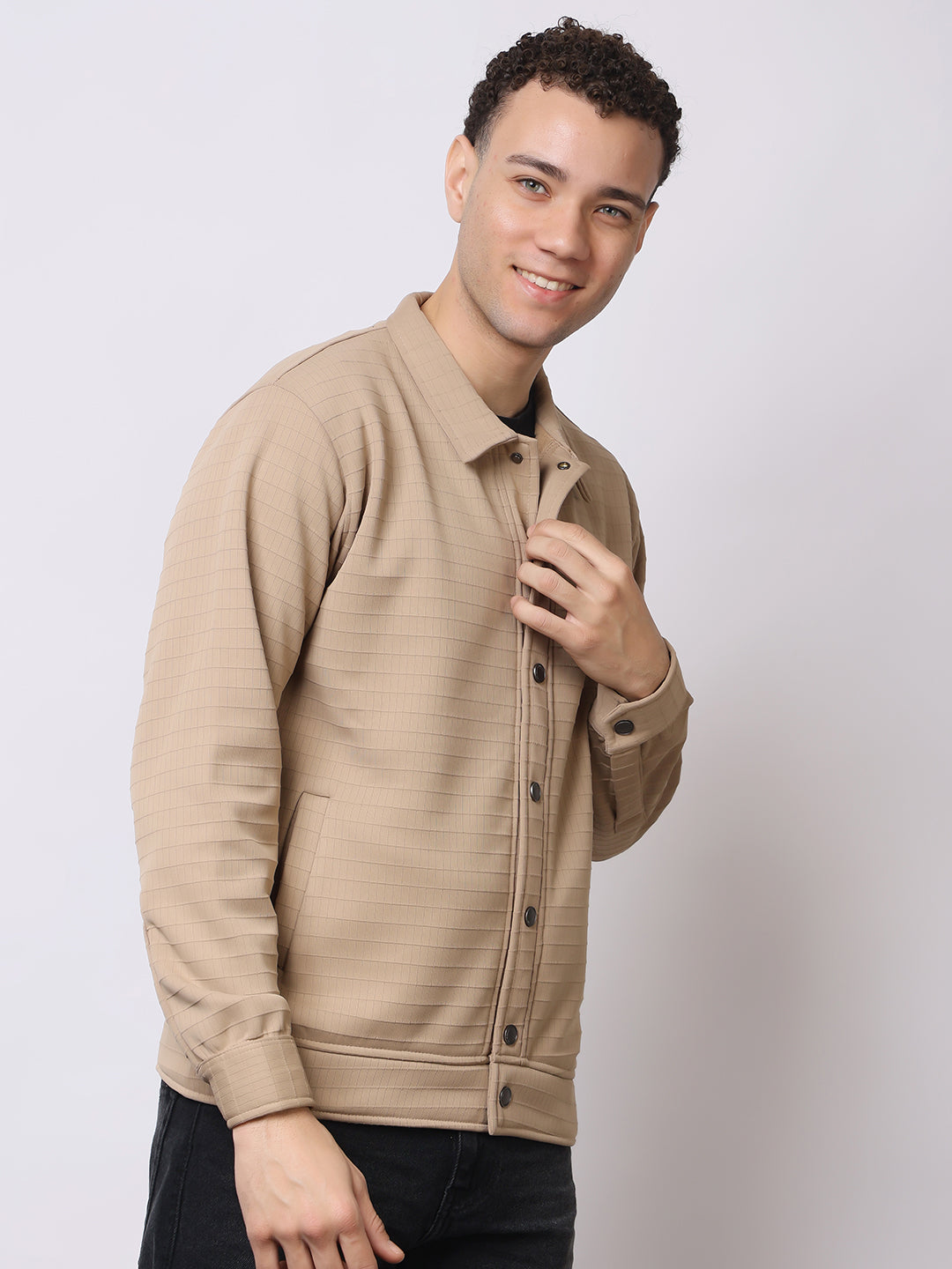 Stylox Men’s Textured Button-Down Shacket – Lightweight Casual Jacket for Winter &amp; Fall