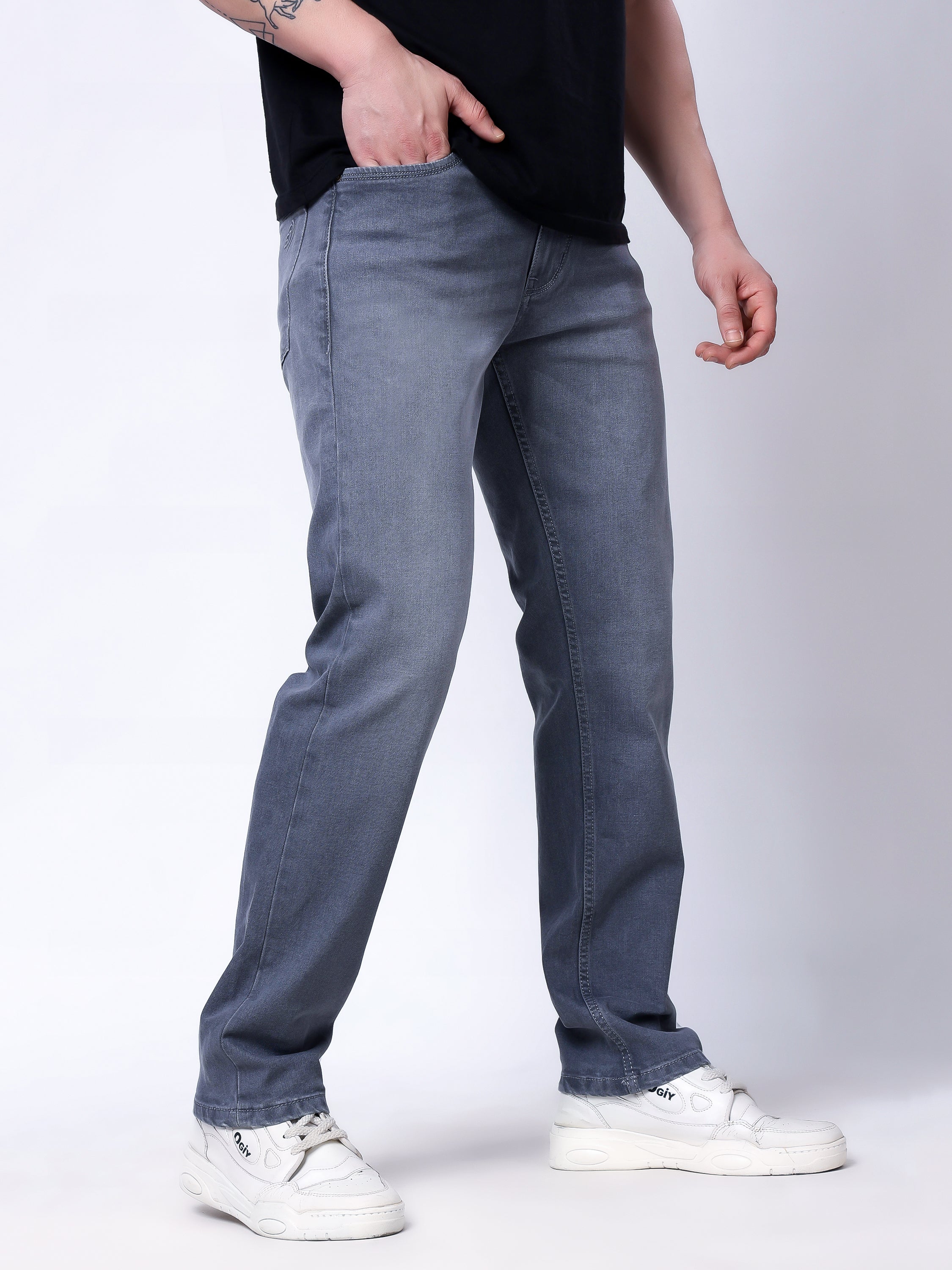 Stylox Men’s Slim Fit Stretchable Grey Denim Jeans - Stylox