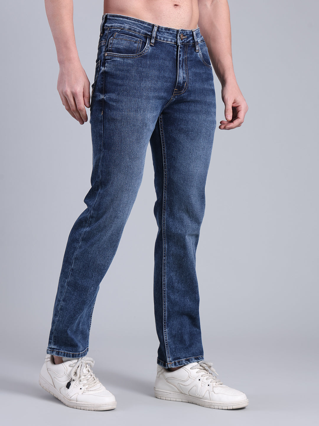 Stylox Men’s Comfort Fit Mid Rise Premium Stretchable Solid Jeans - Stylox