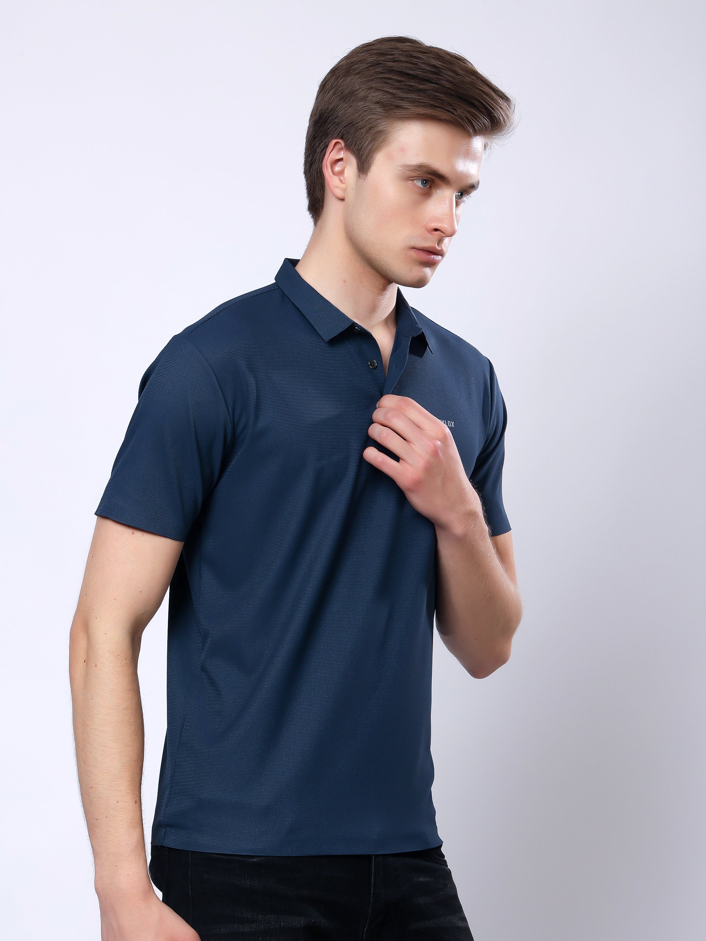 Stylox Men’s Premium Regular Fit Stretchable Polo T-Shirt–Teal - Stylox