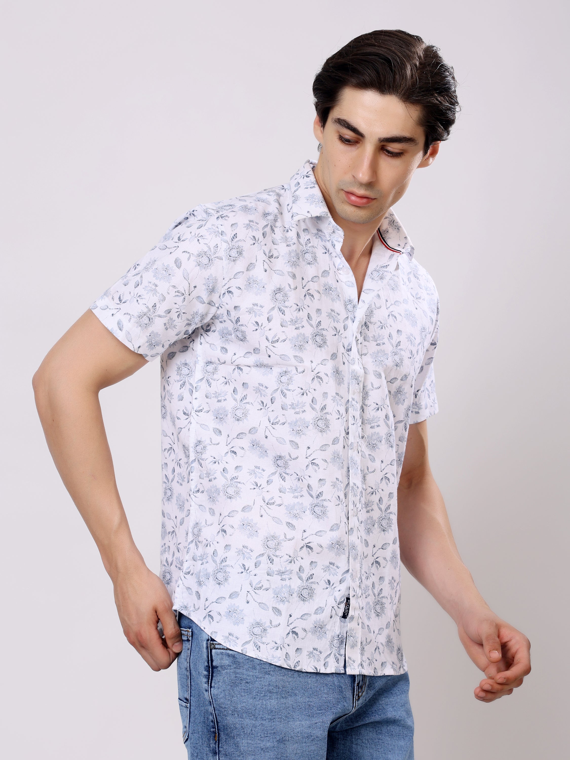 Stylox Men’s Regular Fit Half Sleeve Stylish Floral Printed Casual Summer Shirt - Stylox