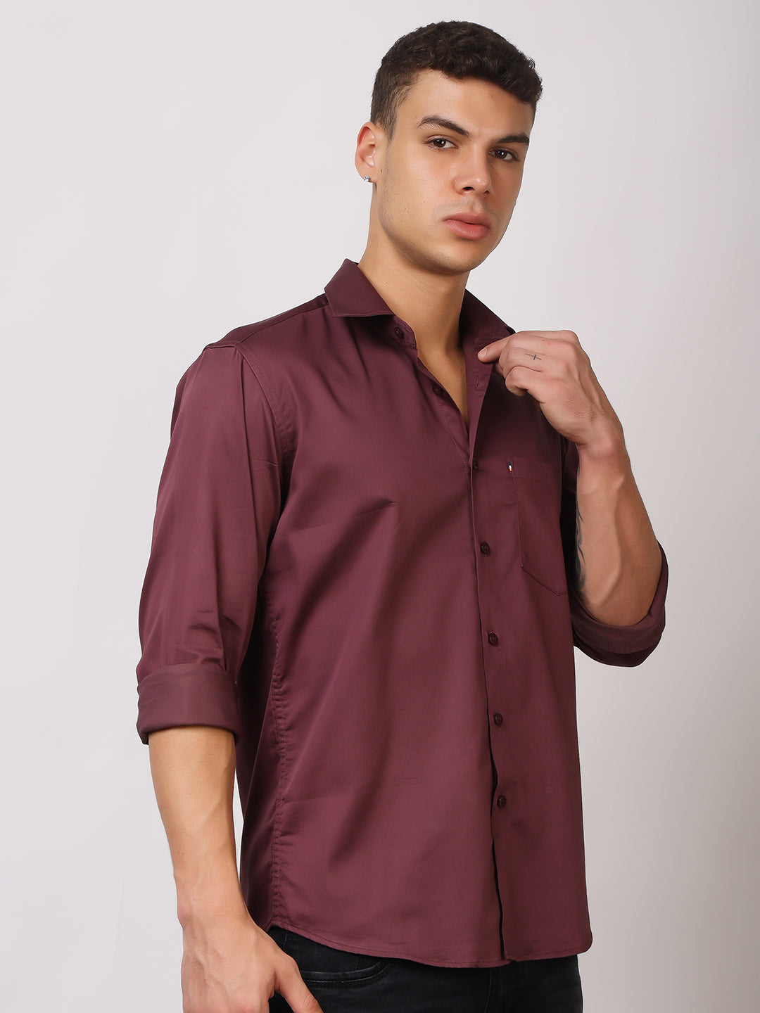 Stylox Men's Full Sleeve Solid Partywear Casual Shirt – Premium Shine Finish Cotton Blend Regular Fit Shirt for Stylish Evening & Occasion Wear - Stylox