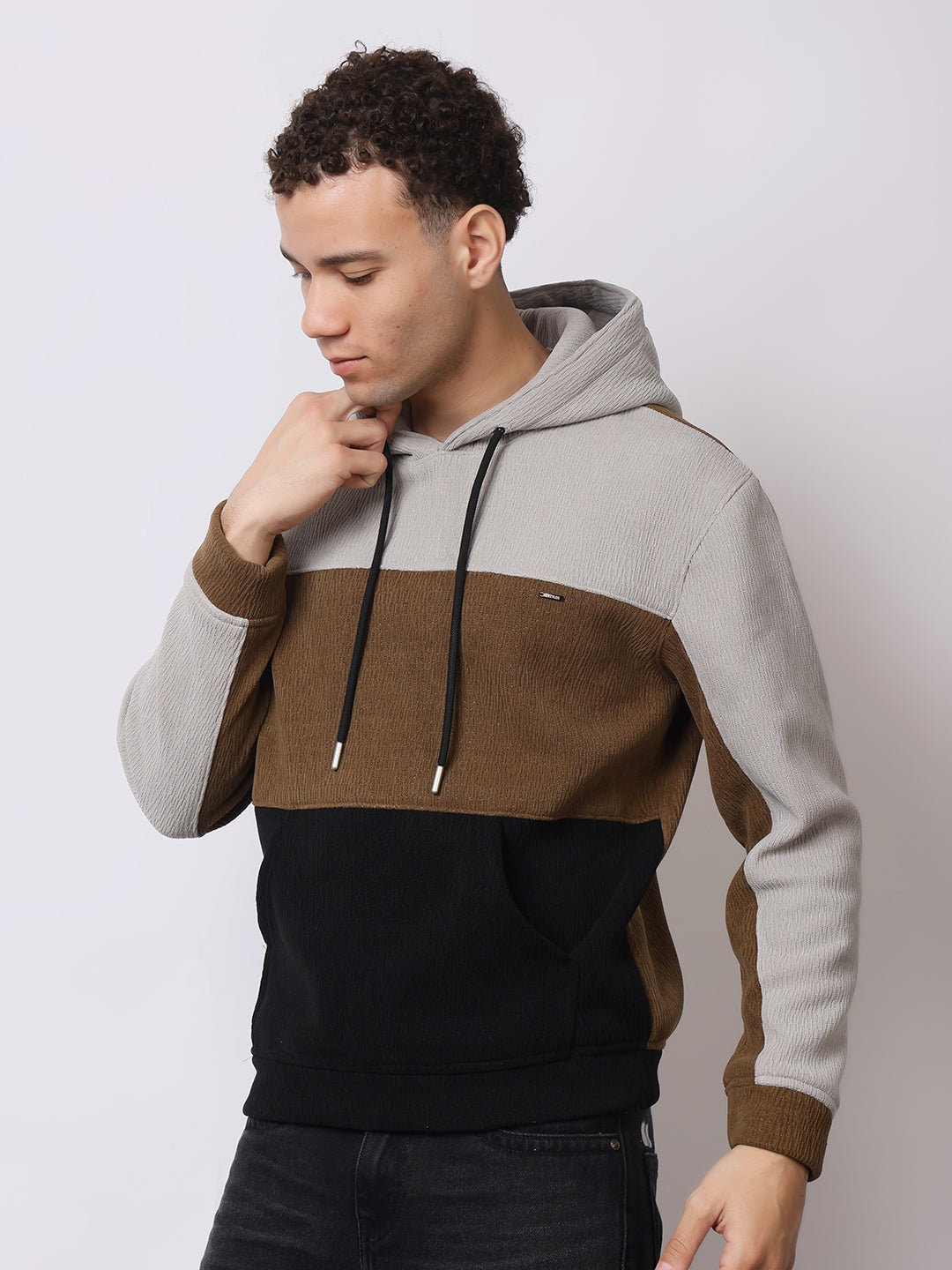 Stylox Men’s Colorblock Winter Hoodie – Warm Fleece Pullover with Kangaroo Pocket & Drawstring Hood