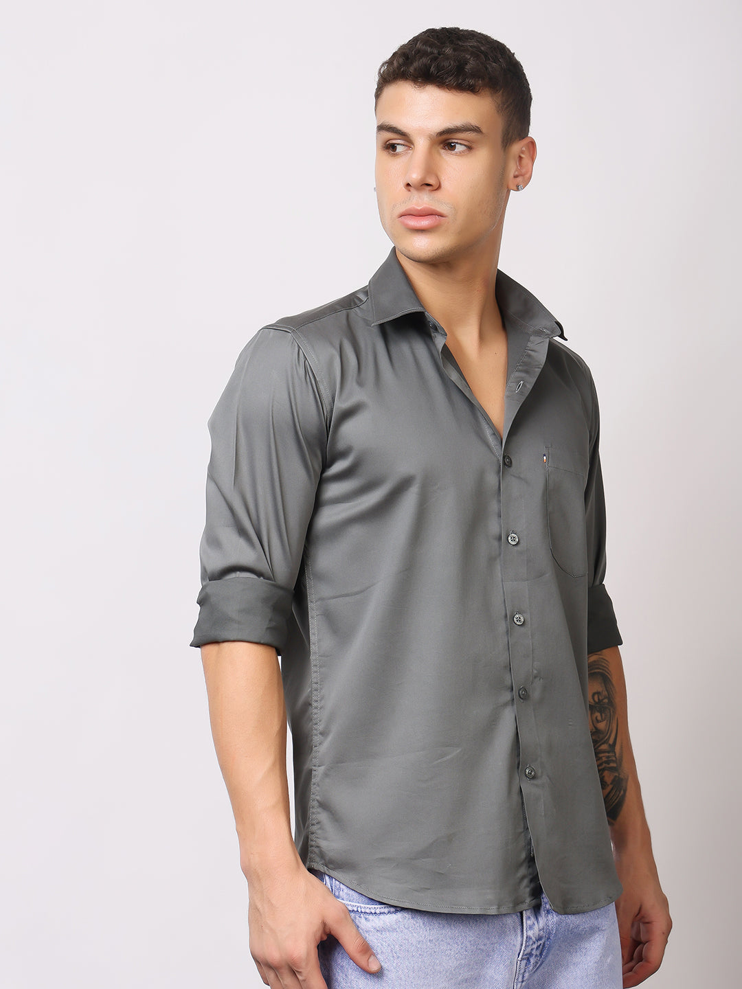Stylox Men's Full Sleeve Solid Partywear Casual Shirt – Premium Shine Finish Cotton Blend Regular Fit Shirt for Stylish Evening & Occasion Wear - Stylox