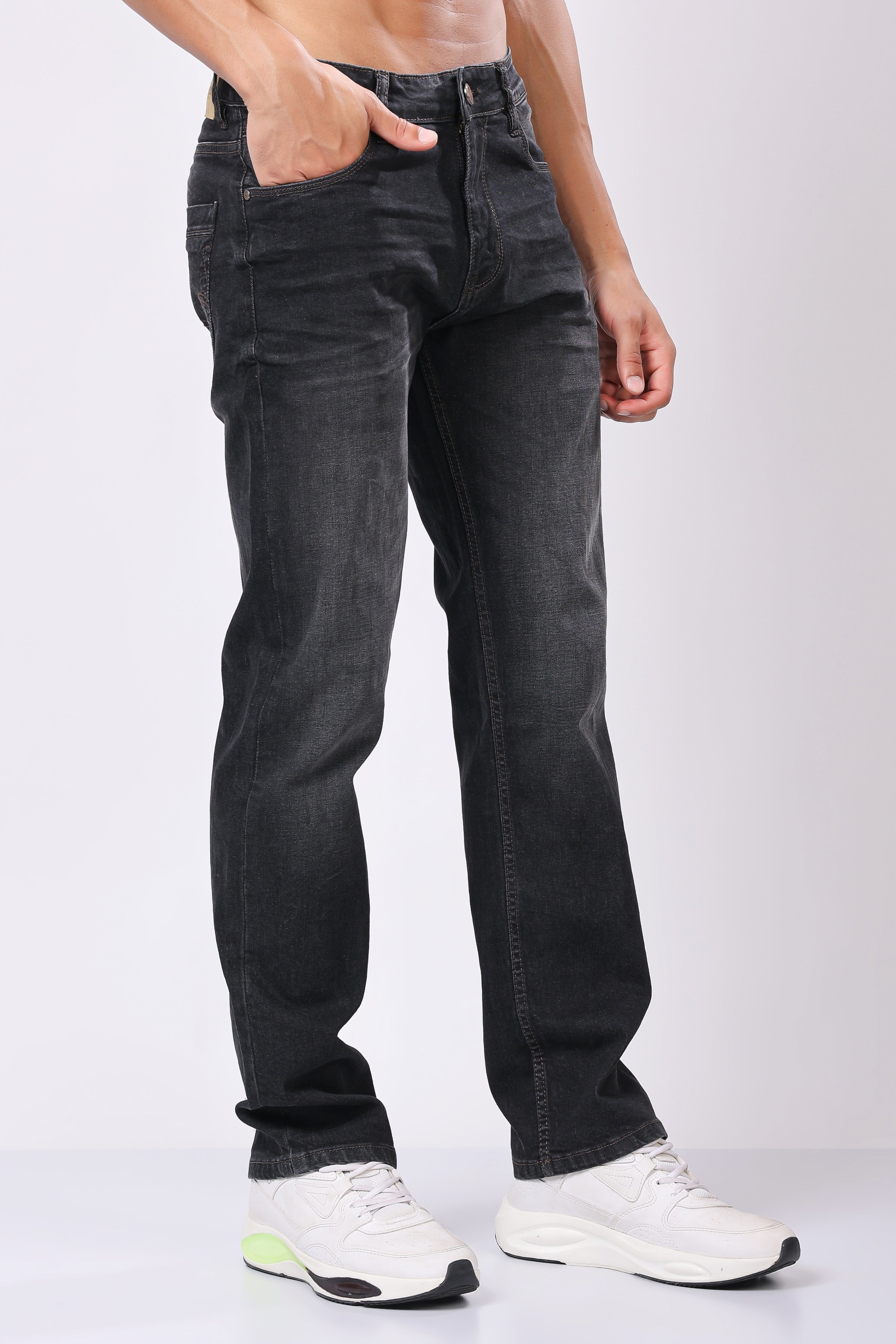 Stylox Men’s Comfort Fit Denim Jeans - Grey, Dark Grey, Mid Grey