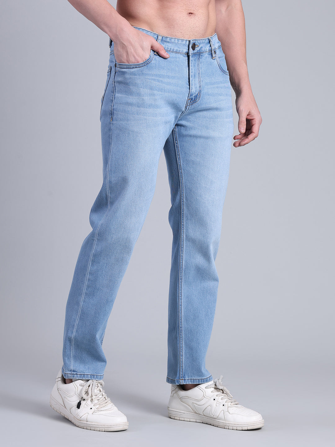 Stylox Men’s Comfort Fit Mid Rise Washed Denim Jeans - Stylox