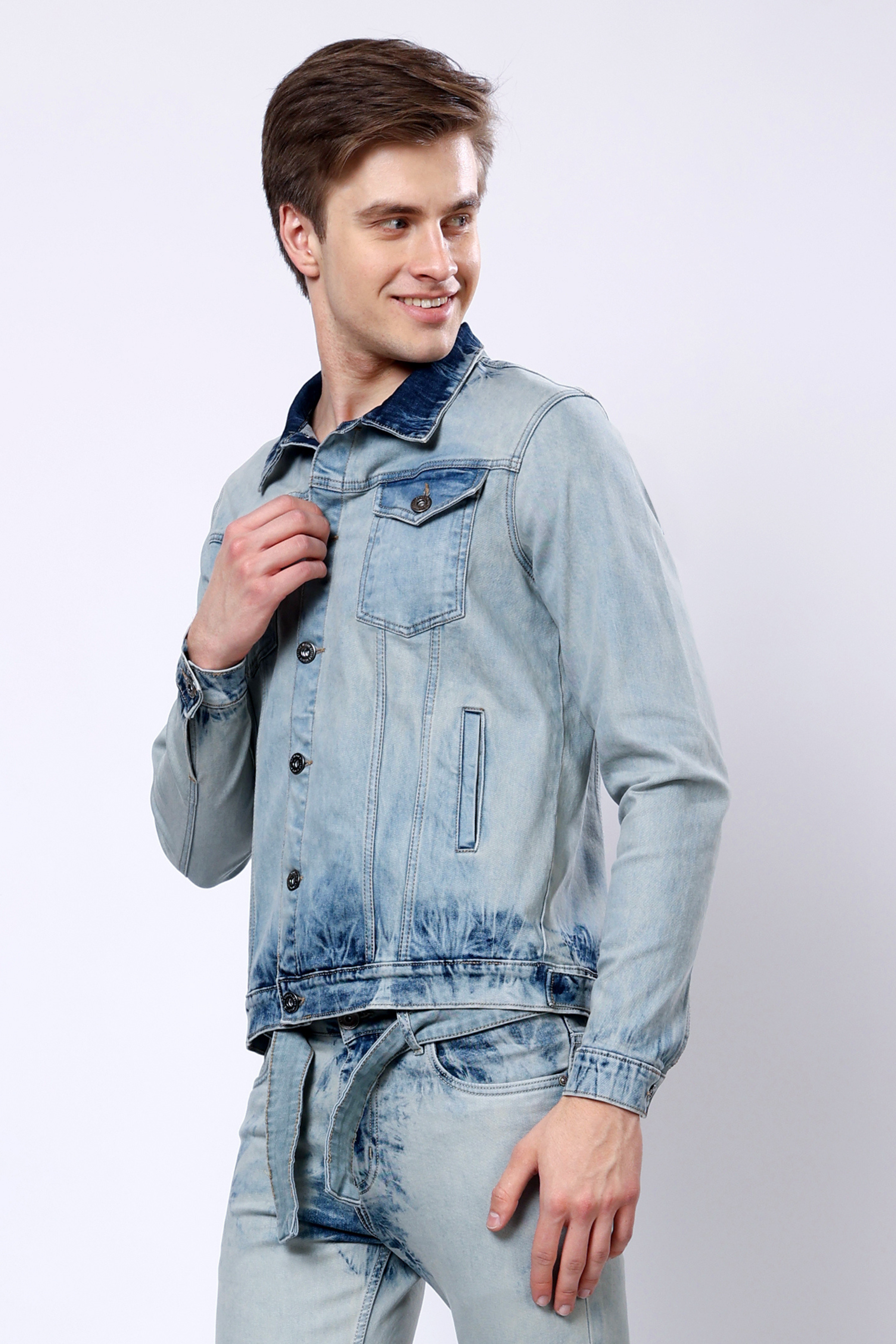 Stylox Men’s Regular Fit Washed Denim Jacket |  Button-Down Casual Denim Trucker Jacket - Stylox