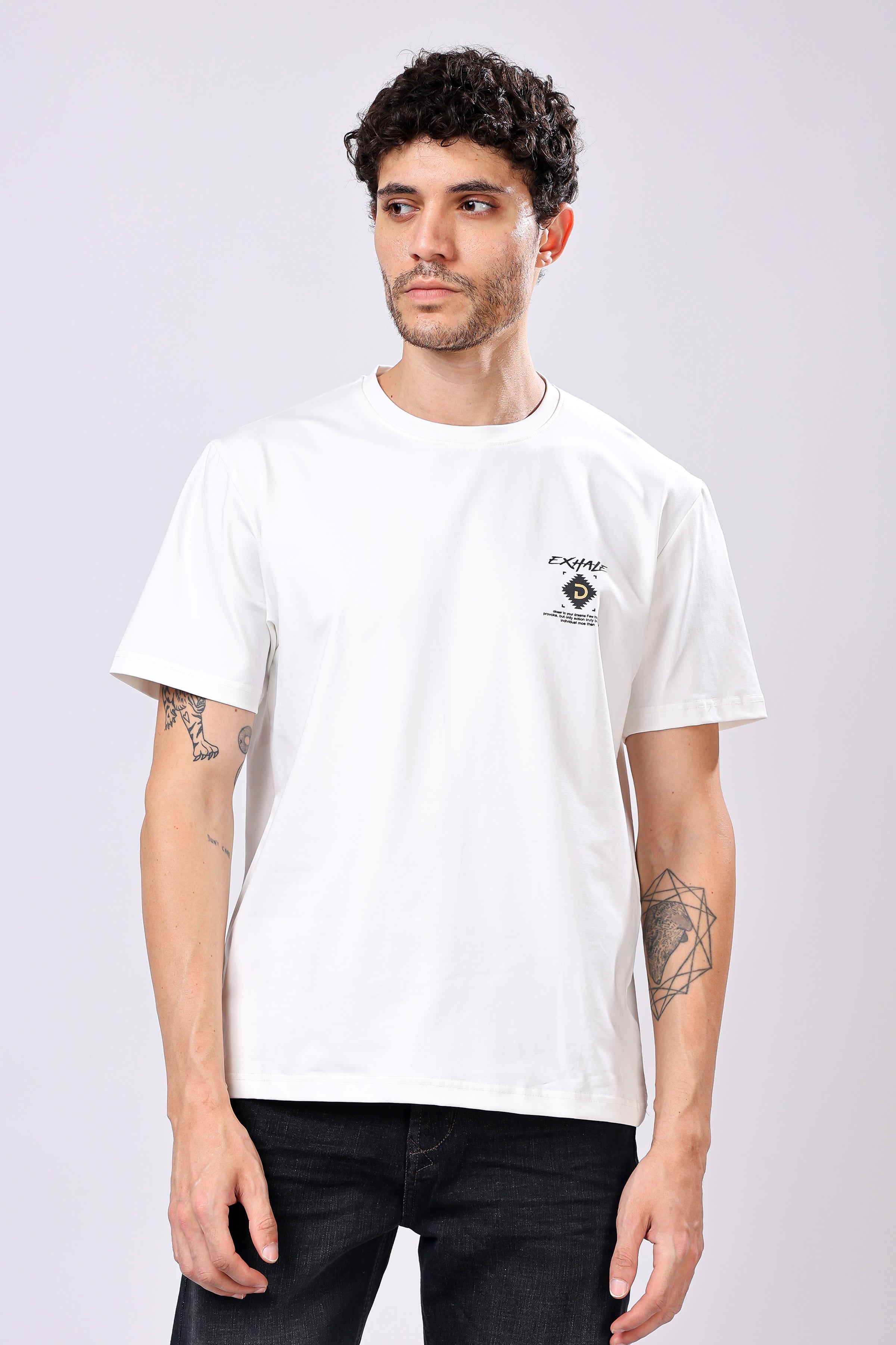 Stylox Men’s Oversized Round Neck Half Sleeve Back Printed T-Shirt | Premium Cotton Loose Fit Graphic Tee for Streetwear - Stylox