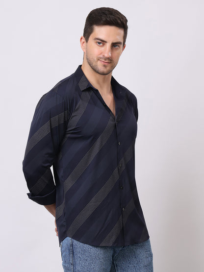 Stylox Premium Full Sleeve Striped Men’s Shirt | Stylish Slim Fit Casual &amp; Formal Wear