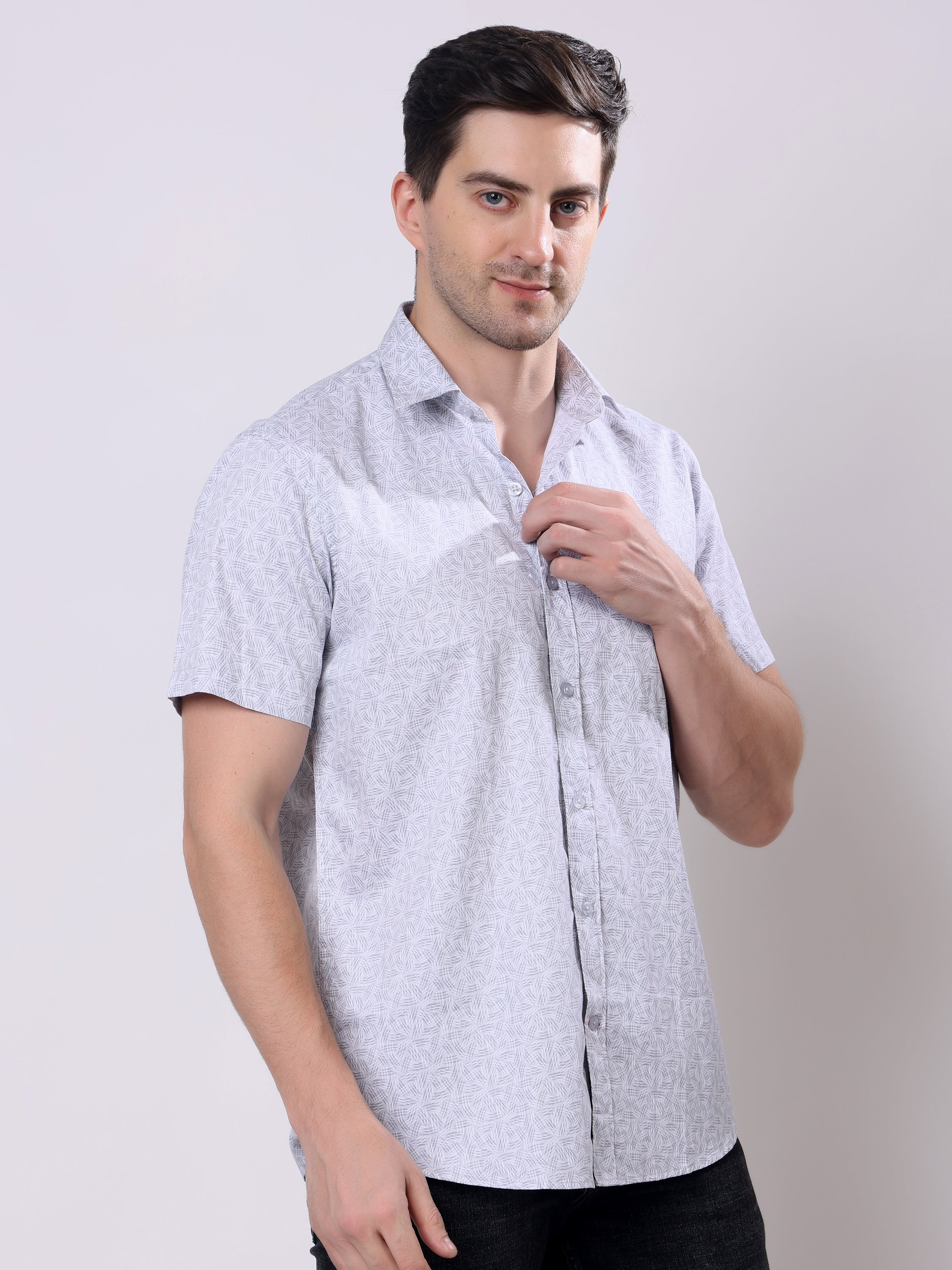 Stylox Men’s Regular Fit Half Sleeve Abstract print Cotton Summer Casual Shirt - Stylox