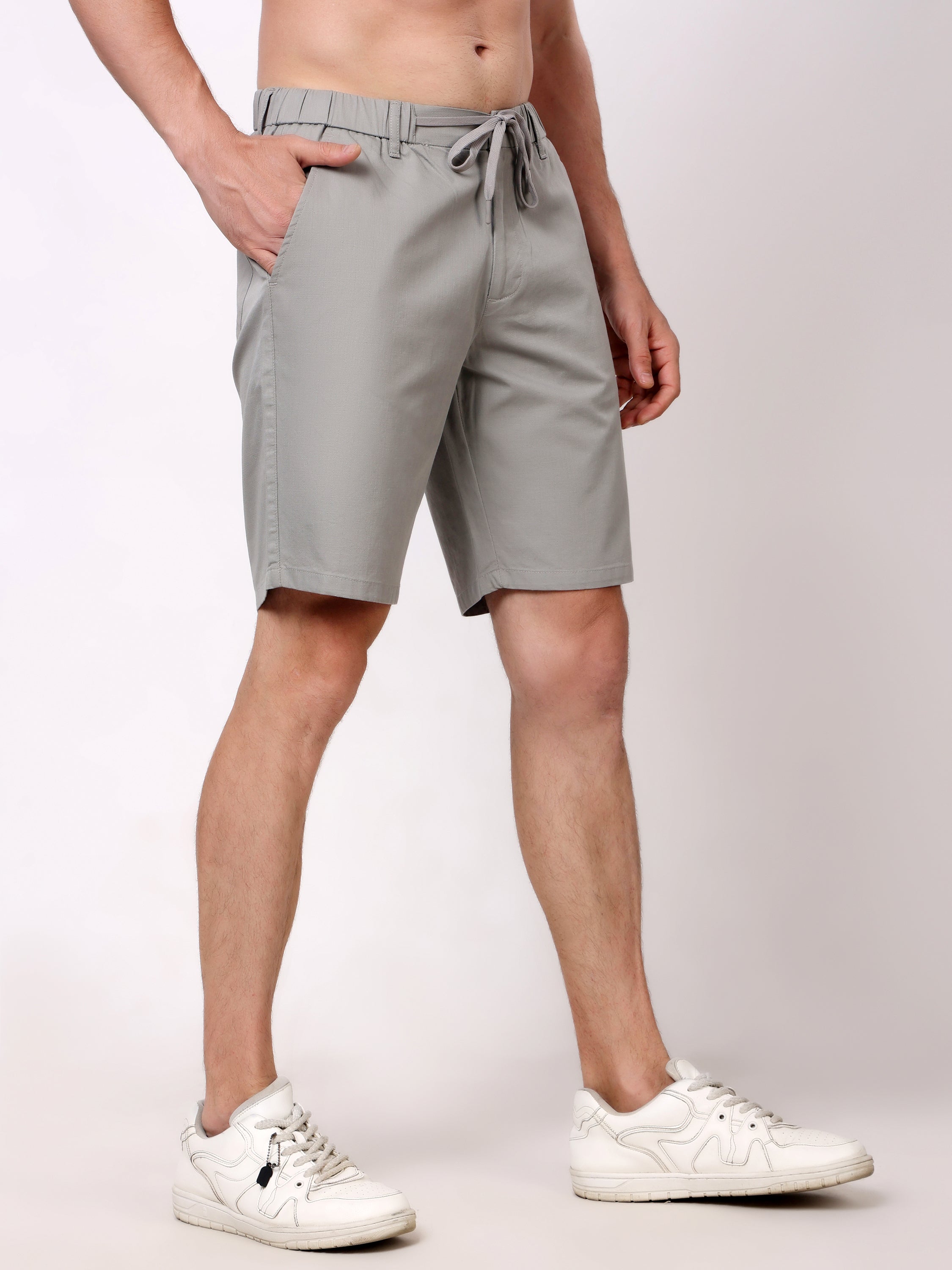 Stylox Men's Regular Fit Cotton Casual Summer Shorts with Elastic Waist & Drawstring