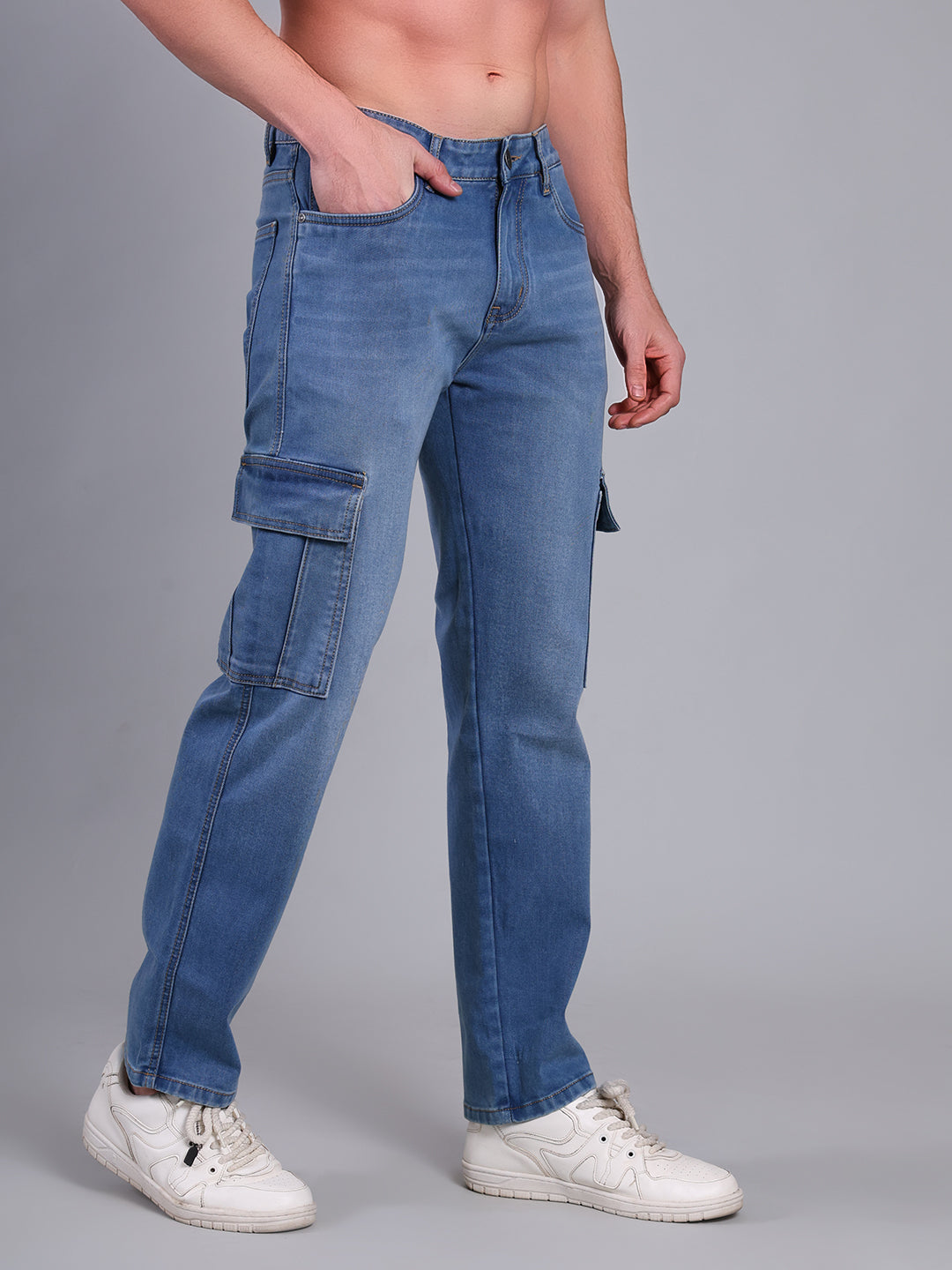 Stylox Men’s Cargo Jeans | Utility Denim with Multiple Pockets | Regular Fit Stretch Cargo Jeans for Men