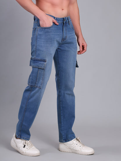Stylox Men’s Cargo Jeans | Utility Denim with Multiple Pockets | Regular Fit Stretch Cargo Jeans for Men