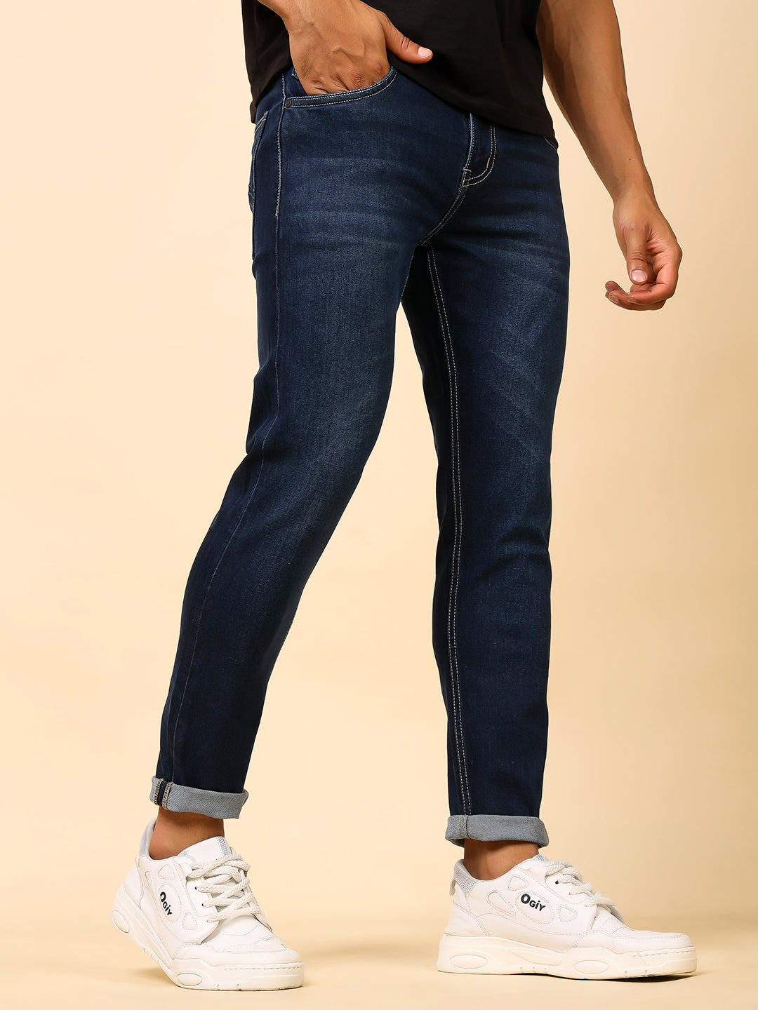 Stylox Men’s Ankle Fit Solid Jeans | Stretchable Denim Jeans for Men - Stylox