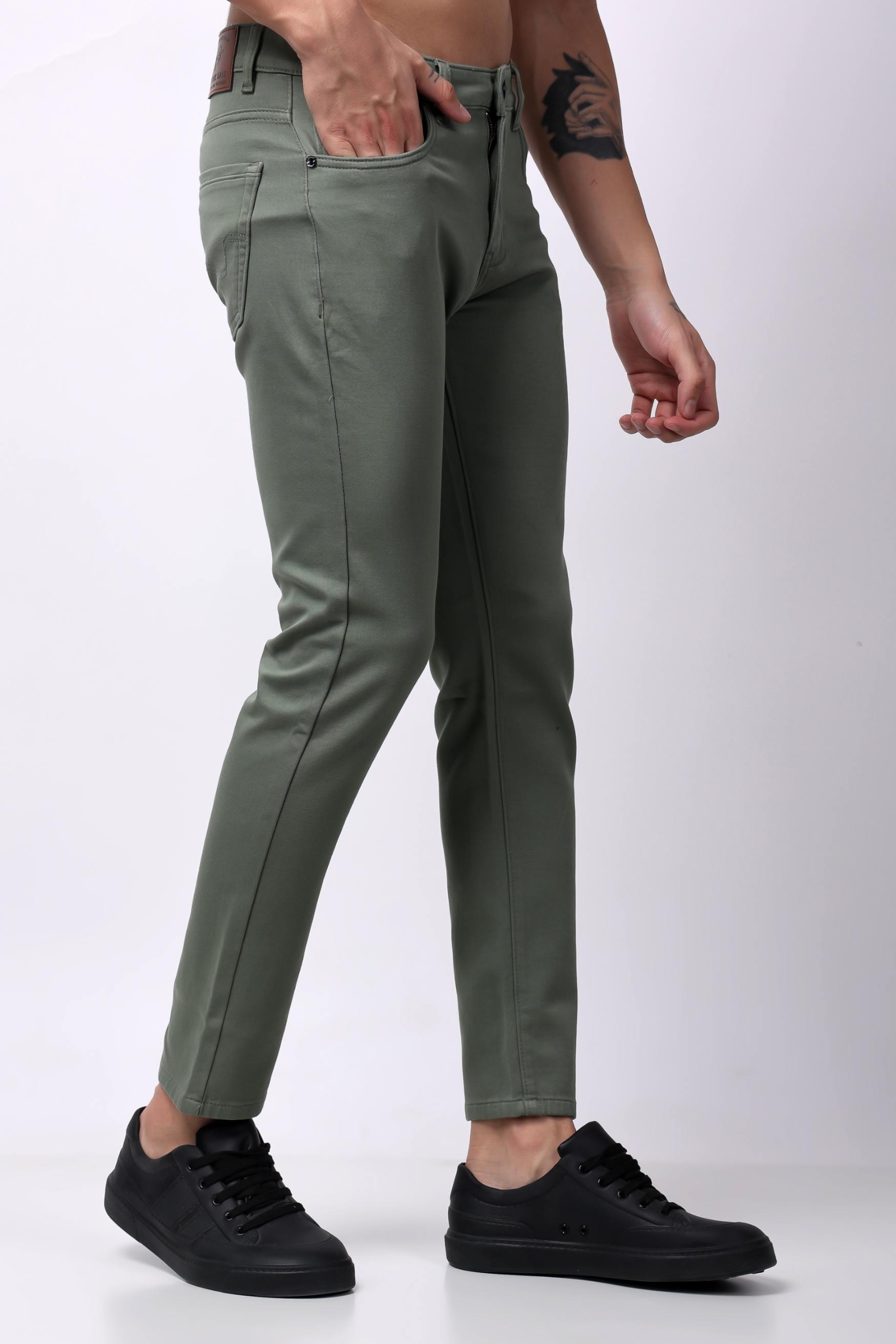 Stylox Men Slim Fit Jeans - Greenish Grey - 5510-10797 - Stylox