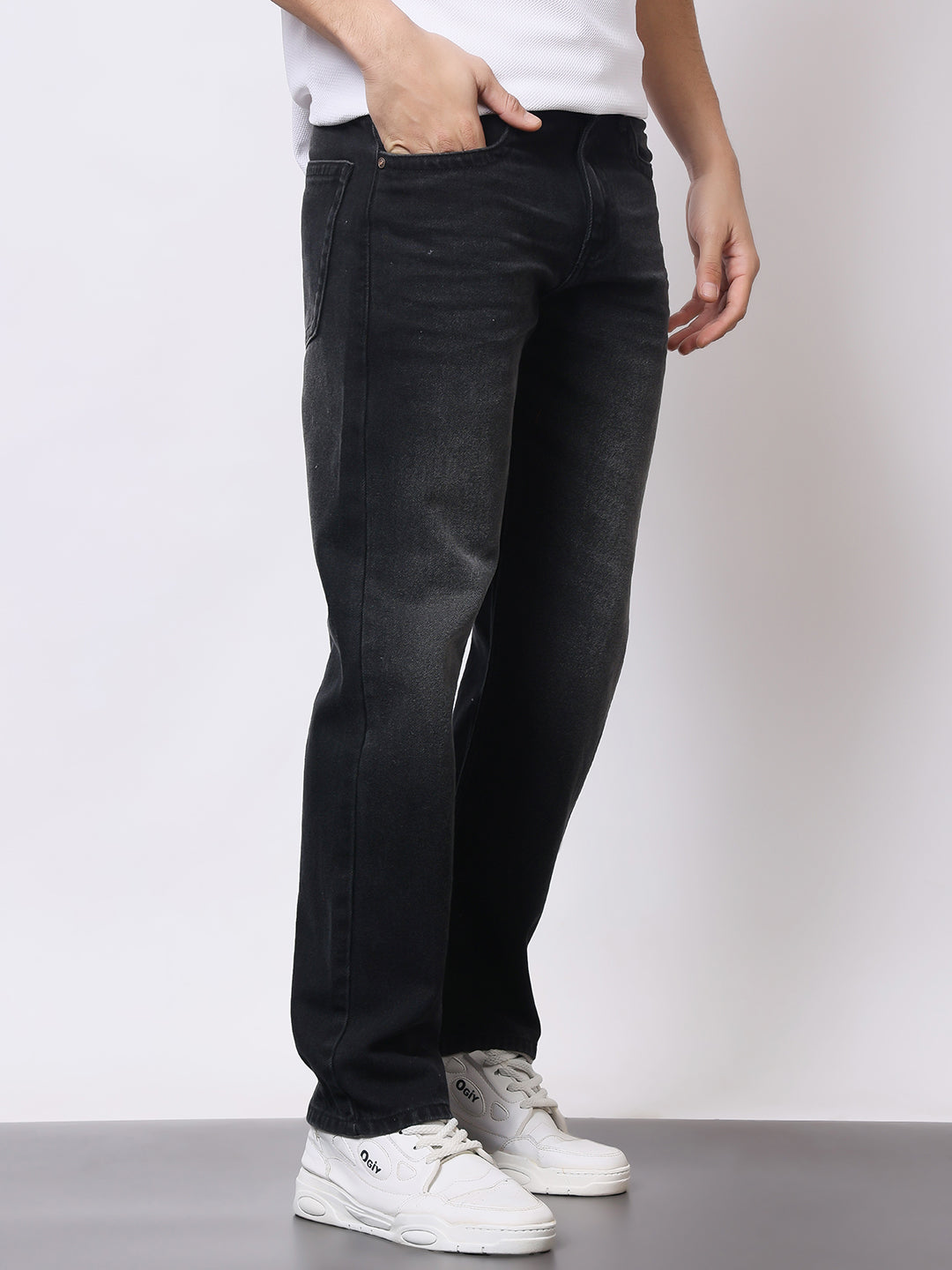 Stylox Men’s Relaxed Fit Dusty Black Jeans | Black Straight Fit Denim for Everyday Casual &amp; Streetwear Style - Stylox