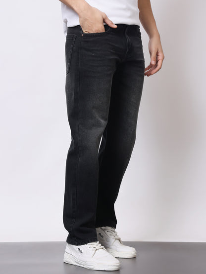 Stylox Men’s Relaxed Fit Dusty Black Jeans | Black Straight Fit Denim for Everyday Casual &amp; Streetwear Style - Stylox