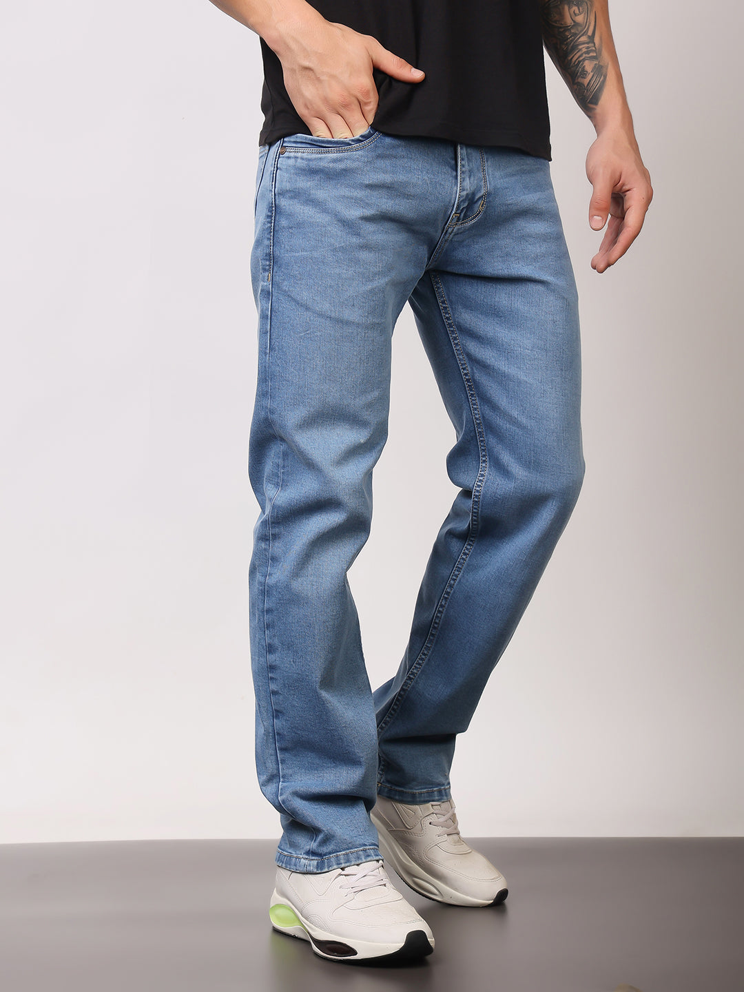 Stylox Men’s Comfort Fit Mid-Rise Premium Stretchable Solid Jeans - Stylox