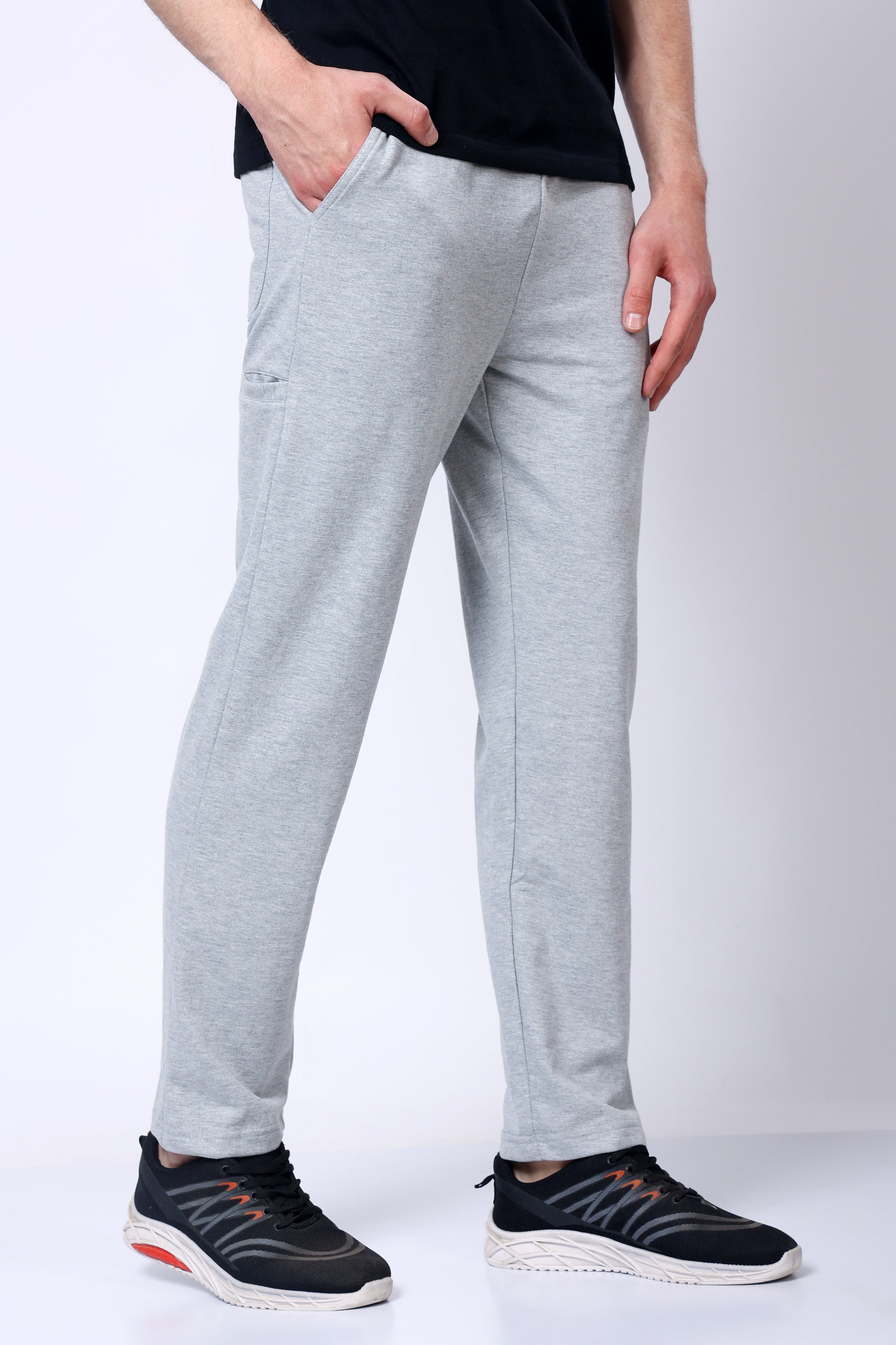 Stylox Men’s Regular Fit Terry Fabric Trackpant with Drawstring Waist-Light Grey - Stylox
