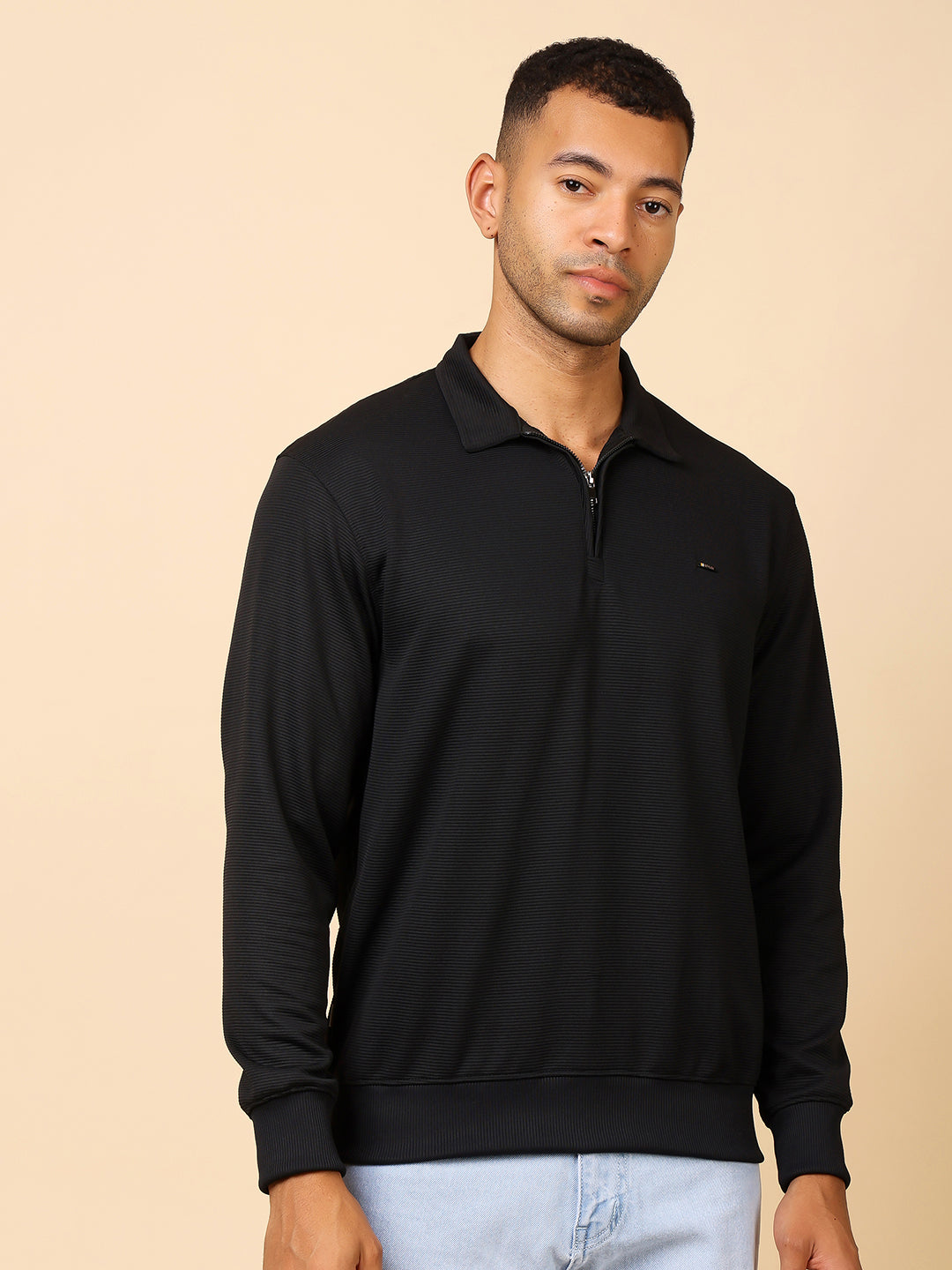 Stylox Men's Utility Style Zip Neck Sweatshirt