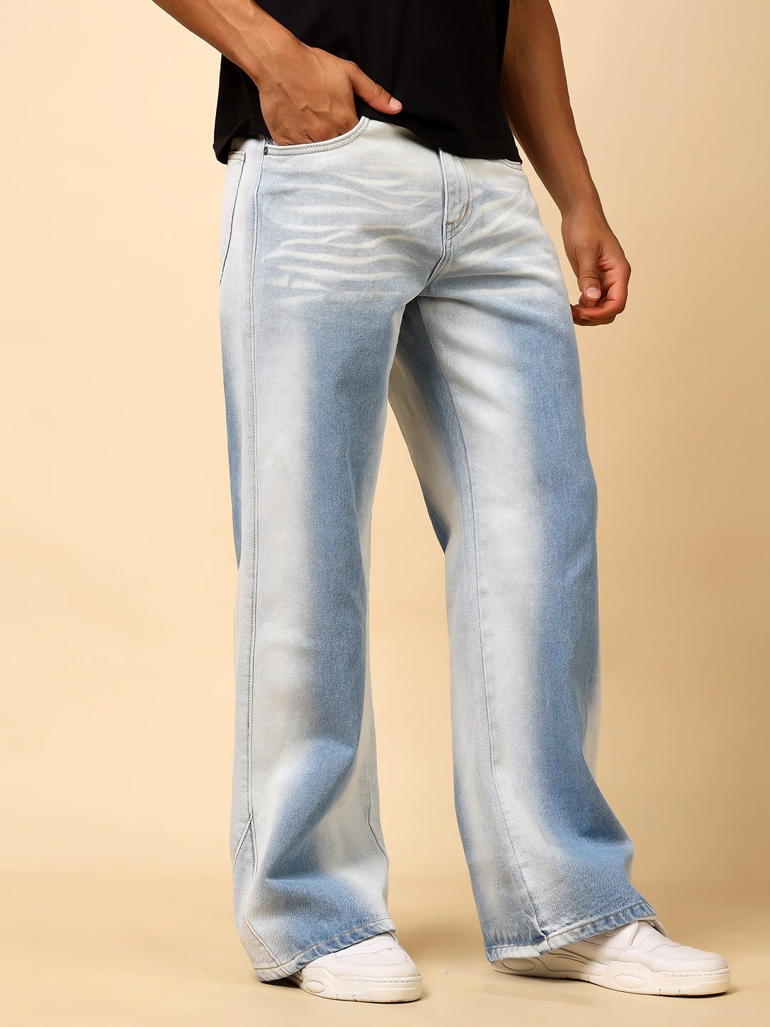 Stylox Men’s Baggy Fit Tie-Dye Washed Jeans | Relaxed Street Style Denim J-15 - Stylox