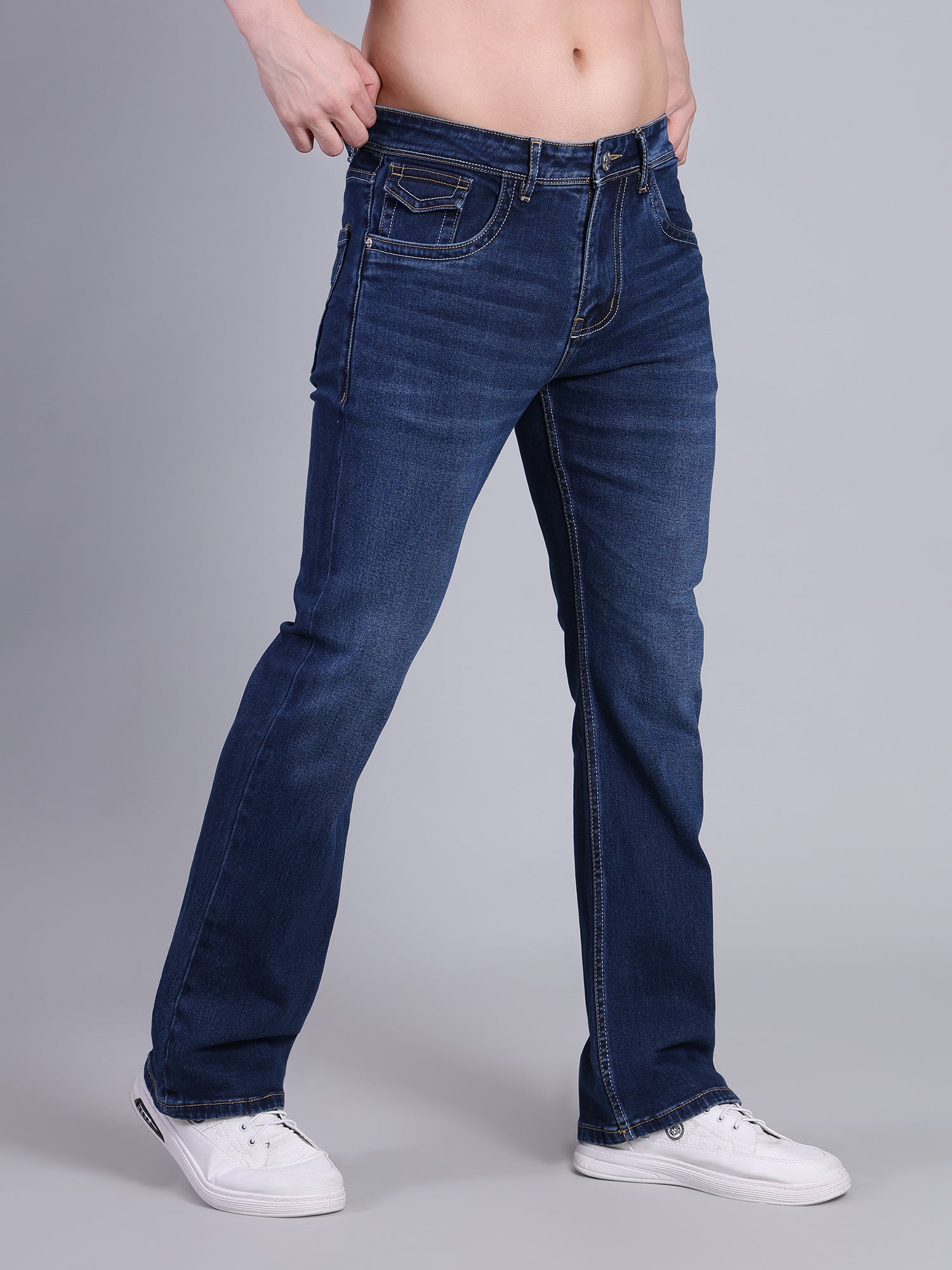 Stylox Men’s Bootcut Fit Non-Stretch Rigid Denim Jeans-Blue - Stylox