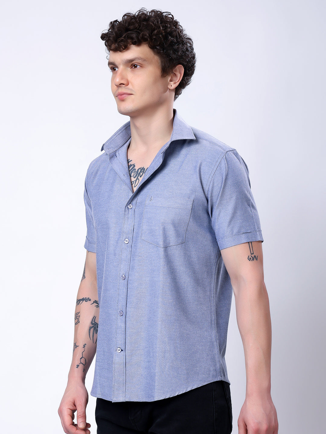 Stylox Men’s Regular Fit Half Sleeve Solid Casual Shirt-Navy - Stylox
