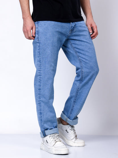 Stylox Men’s Slim Fit Stretchable Greenish Blue Denim Jeans - Stylox