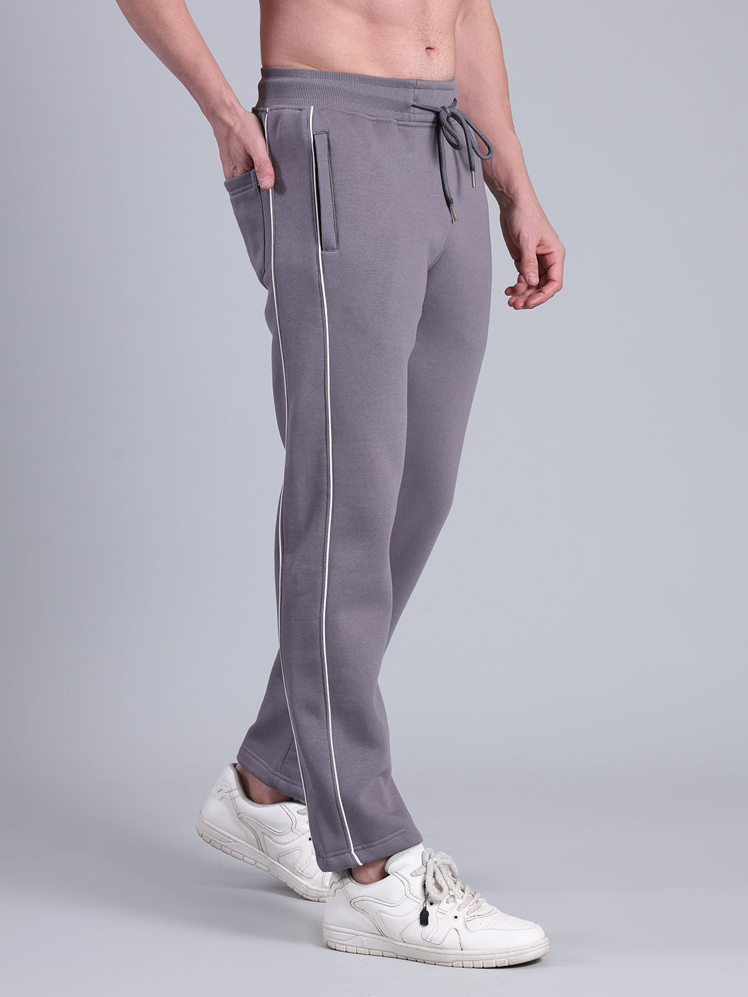 Stylox Men’s Solid Trackpant with Side Piping (Grey) - Stylox