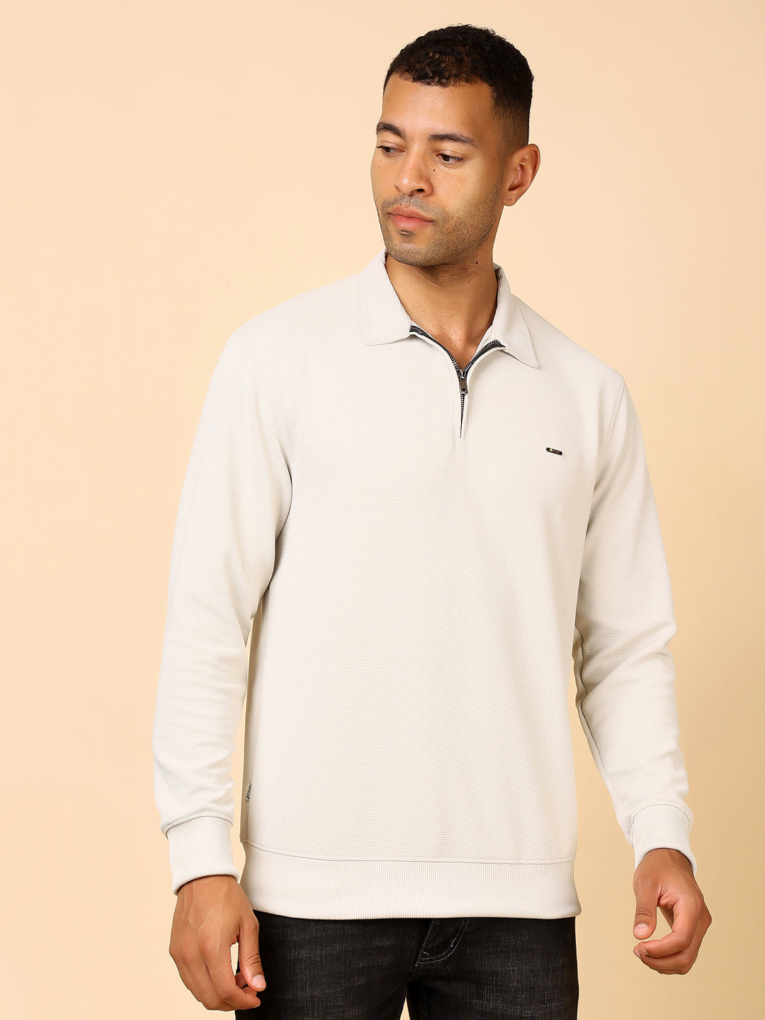 Stylox Men's Utility Style Zip Neck Sweatshirt
